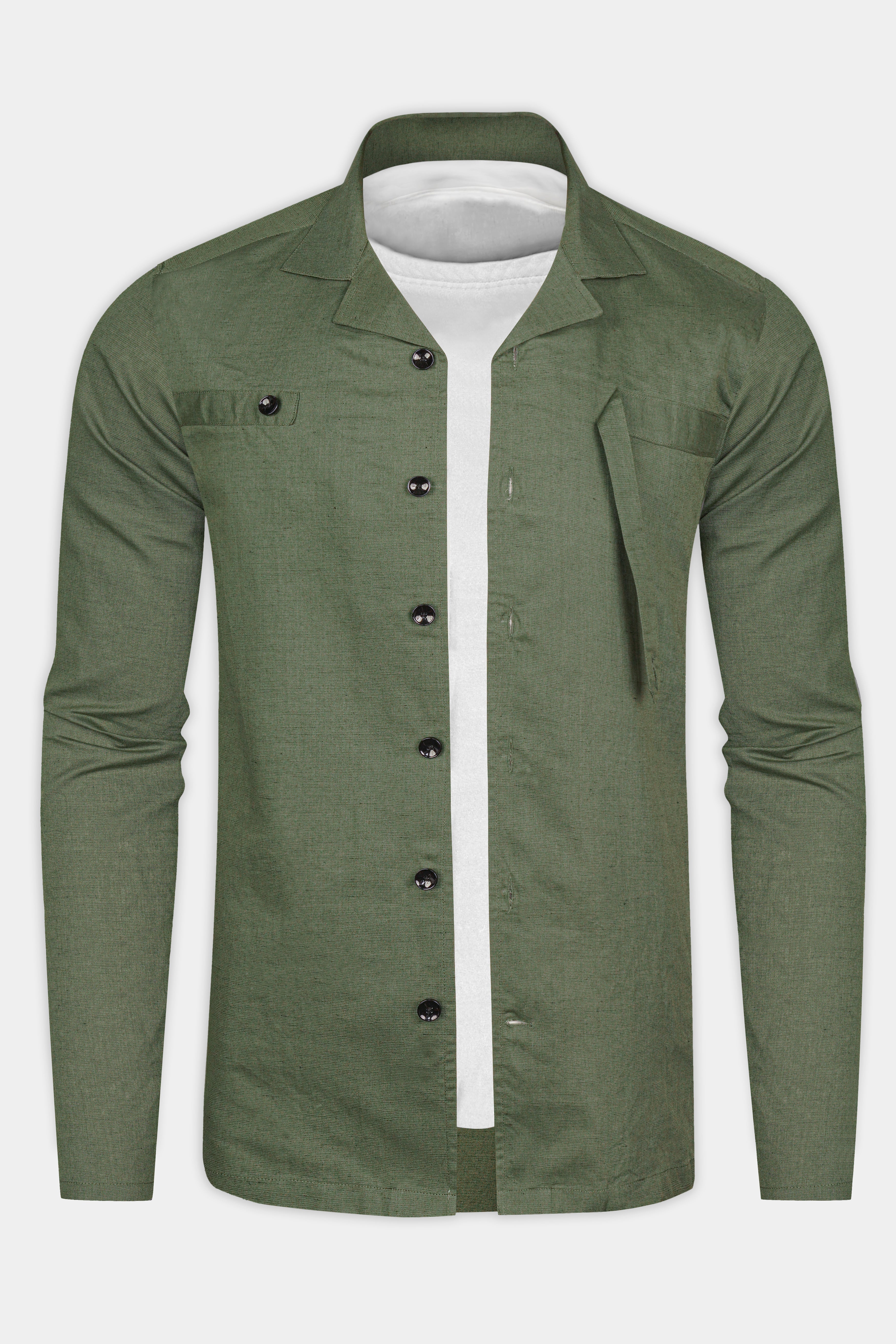 Finch Green Solid Luxuries Linen Designer Shirt