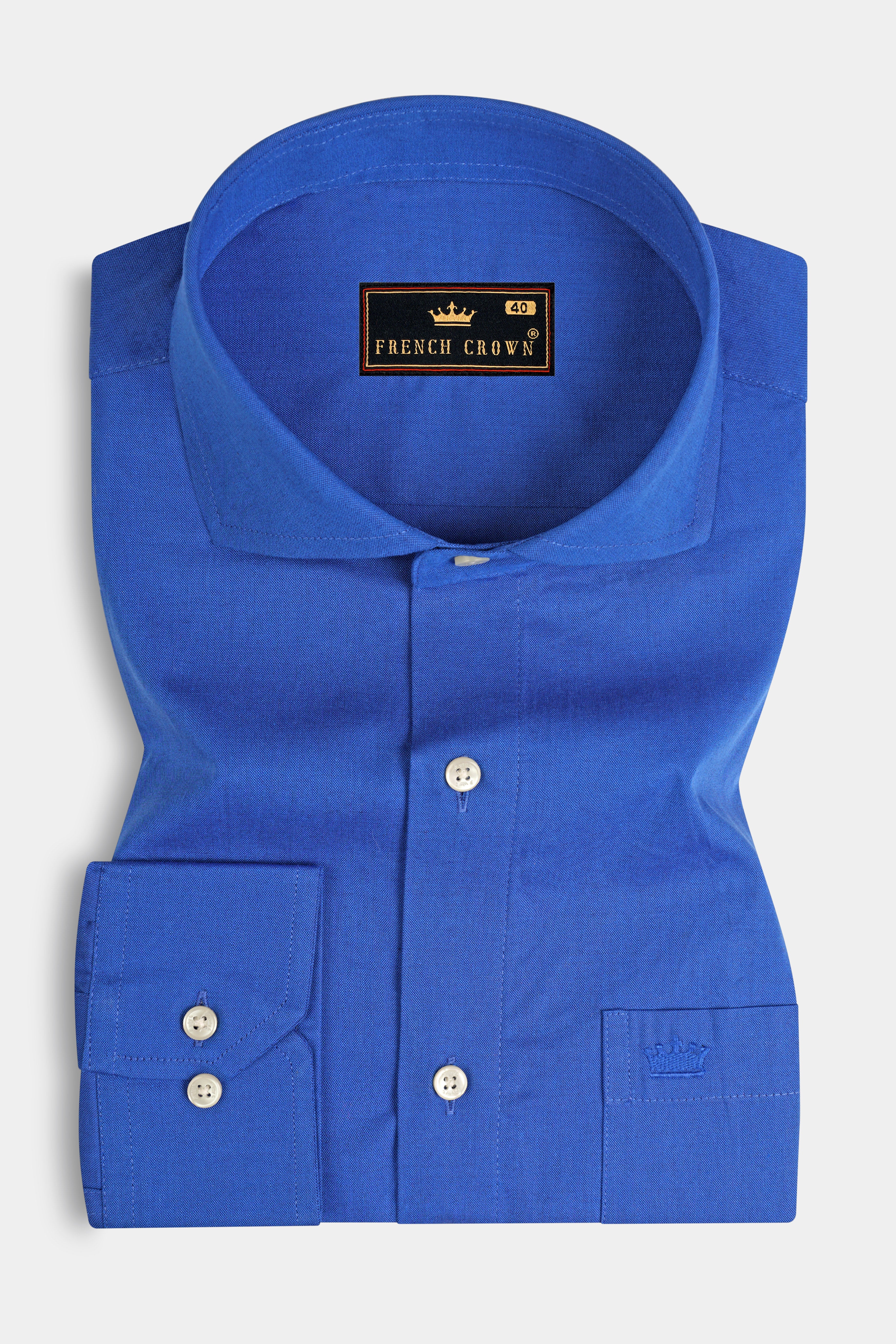 Tufts Blue Solid Royal Oxford Premium Cotton Shirt