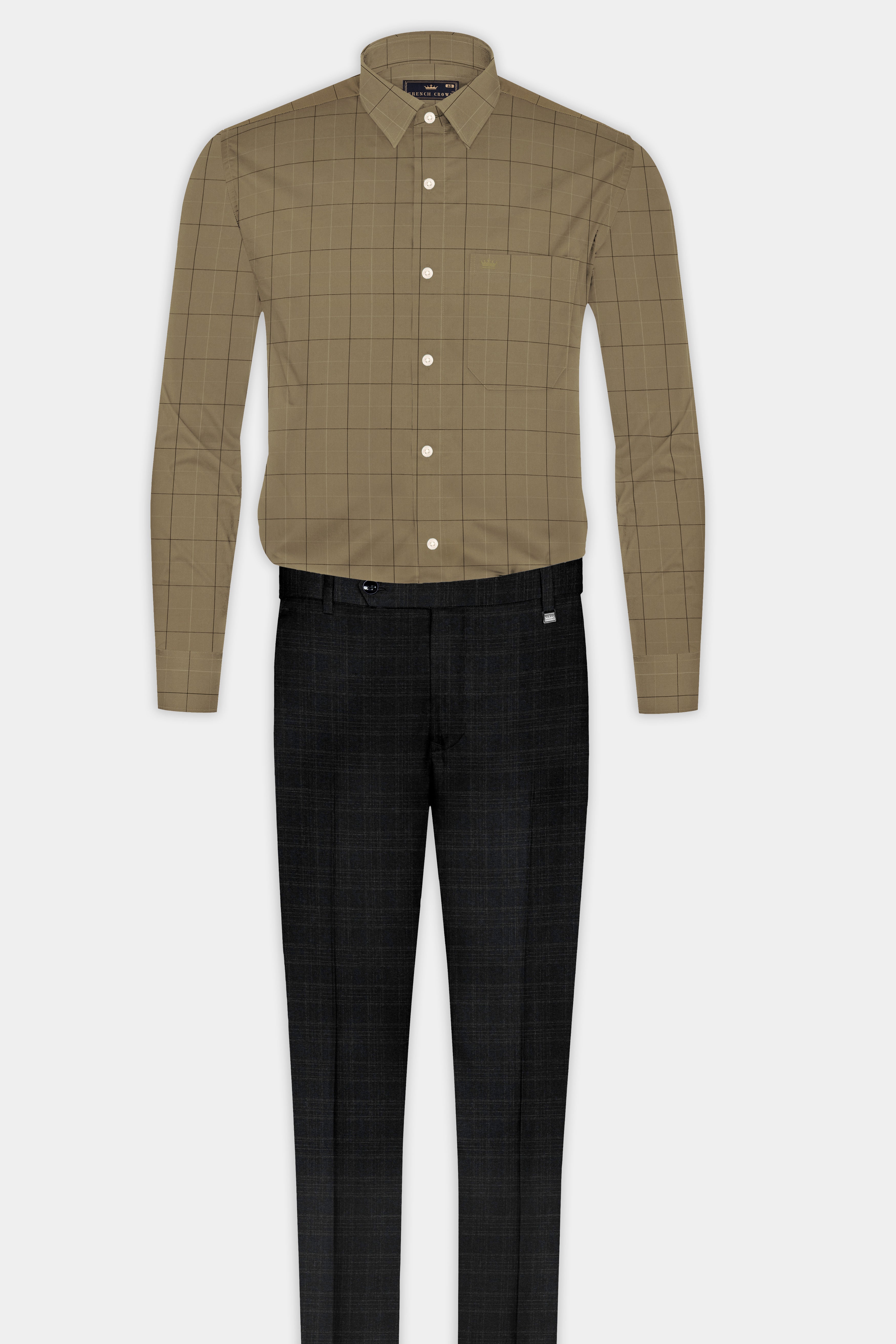 Arrowtown Brown Checked Dobby Textured Premium Giza Cotton Shirt 12974-38, 12974-H-38, 12974-39, 12974-H-39, 12974-40, 12974-H-40, 12974-42, 12974-H-42, 12974-44, 12974-H-44, 12974-46, 12974-H-46, 12974-48, 12974-H-48, 12974-50, 12974-H-50, 12974-52, 12974-H-52