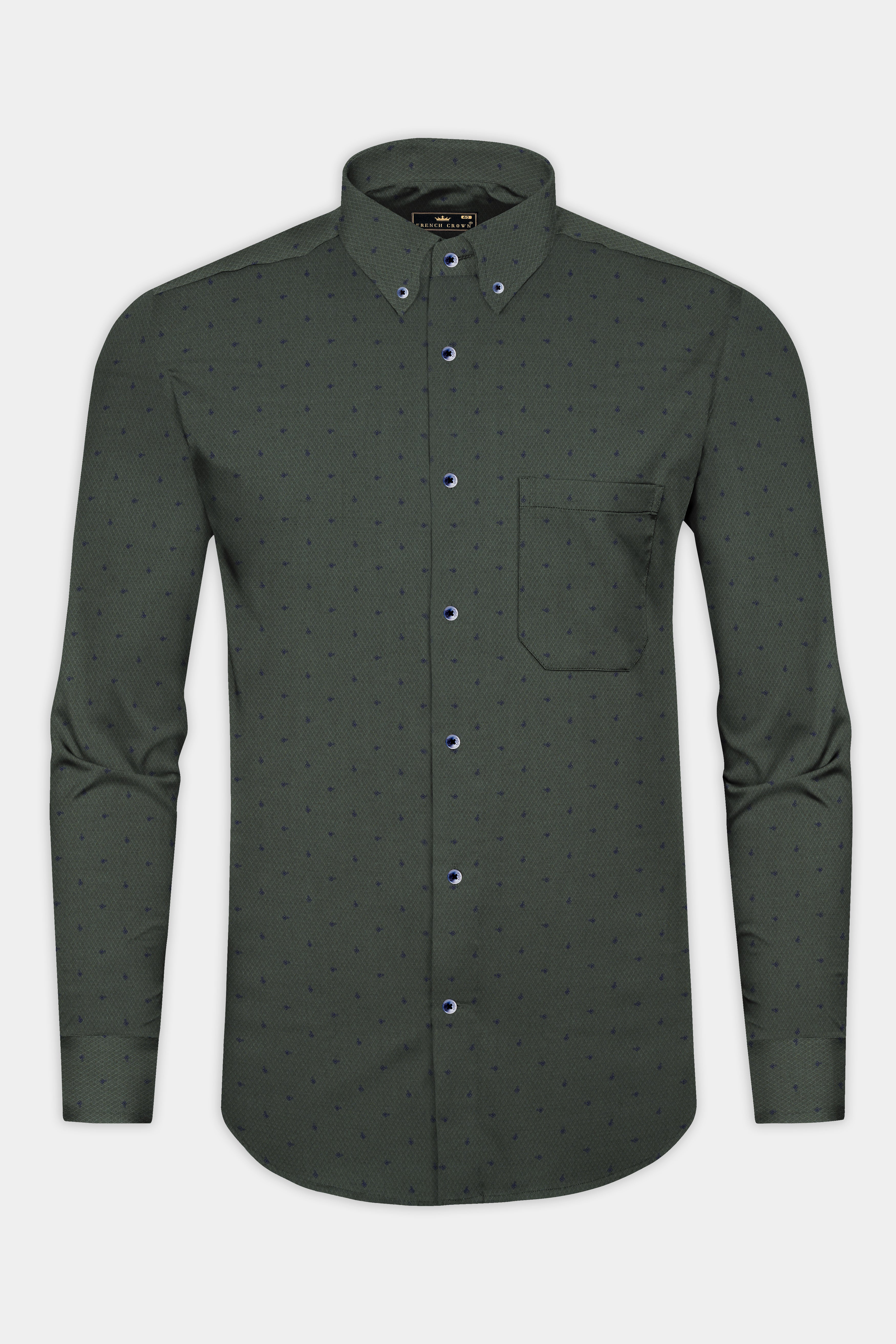 Mineral Green Dobby Textured Premium Giza Cotton Shirt