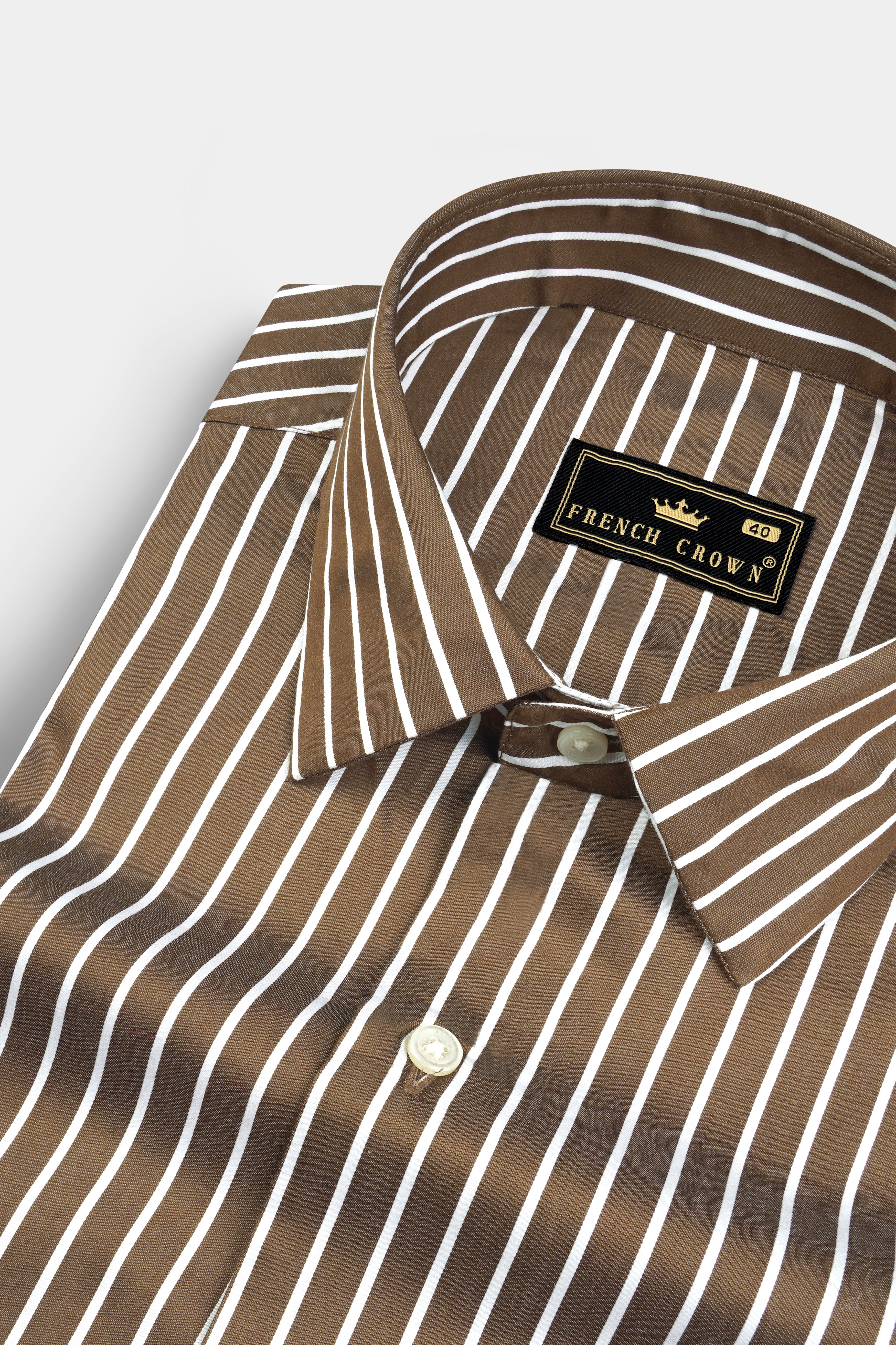 Kabul Brown Striped Twill Premium Cotton Shirt