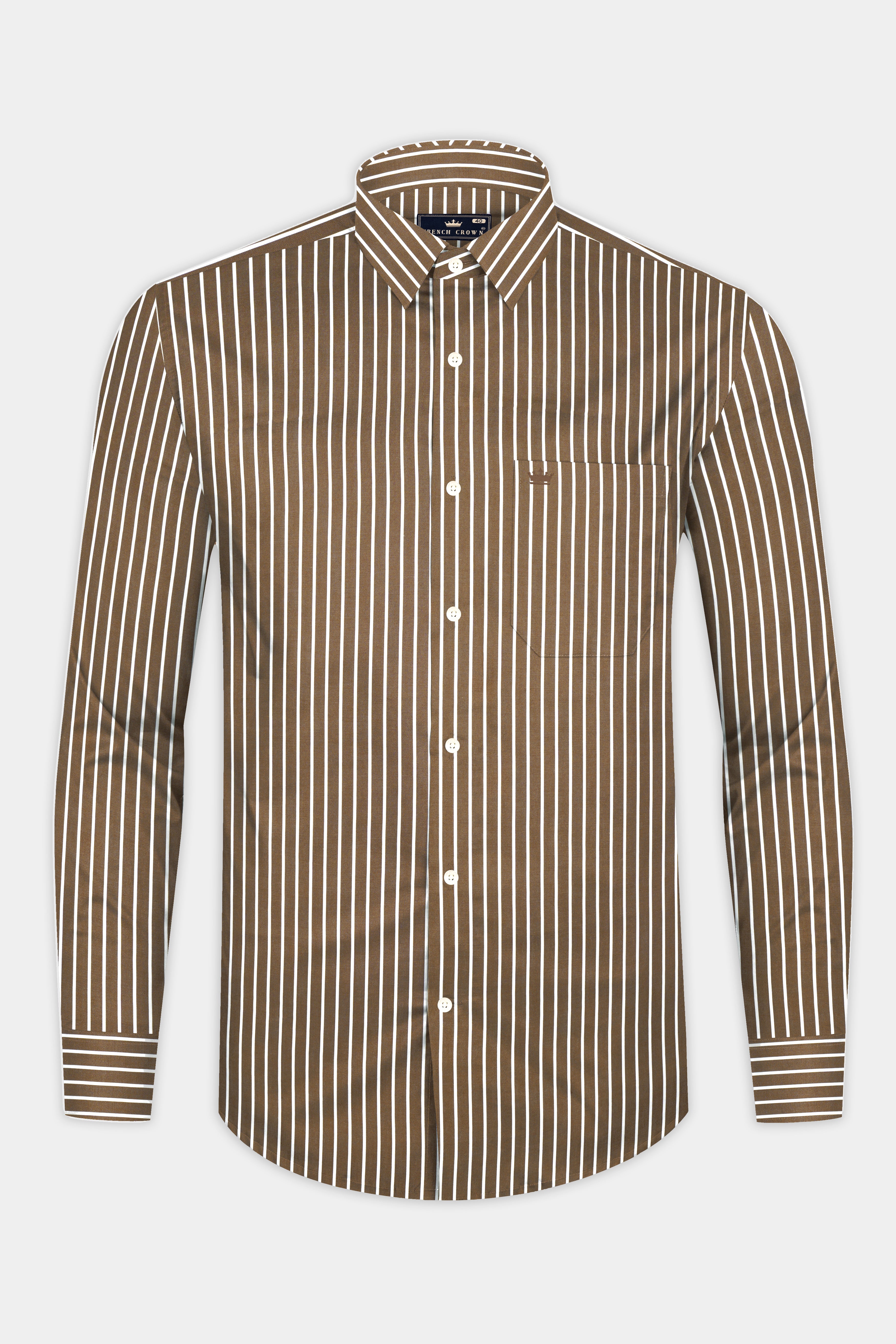 Kabul Brown Striped Twill Premium Cotton Shirt 12976-38, 12976-H-38, 12976-39, 12976-H-39, 12976-40, 12976-H-40, 12976-42, 12976-H-42, 12976-44, 12976-H-44, 12976-46, 12976-H-46, 12976-48, 12976-H-48, 12976-50, 12976-H-50, 12976-52, 12976-H-52