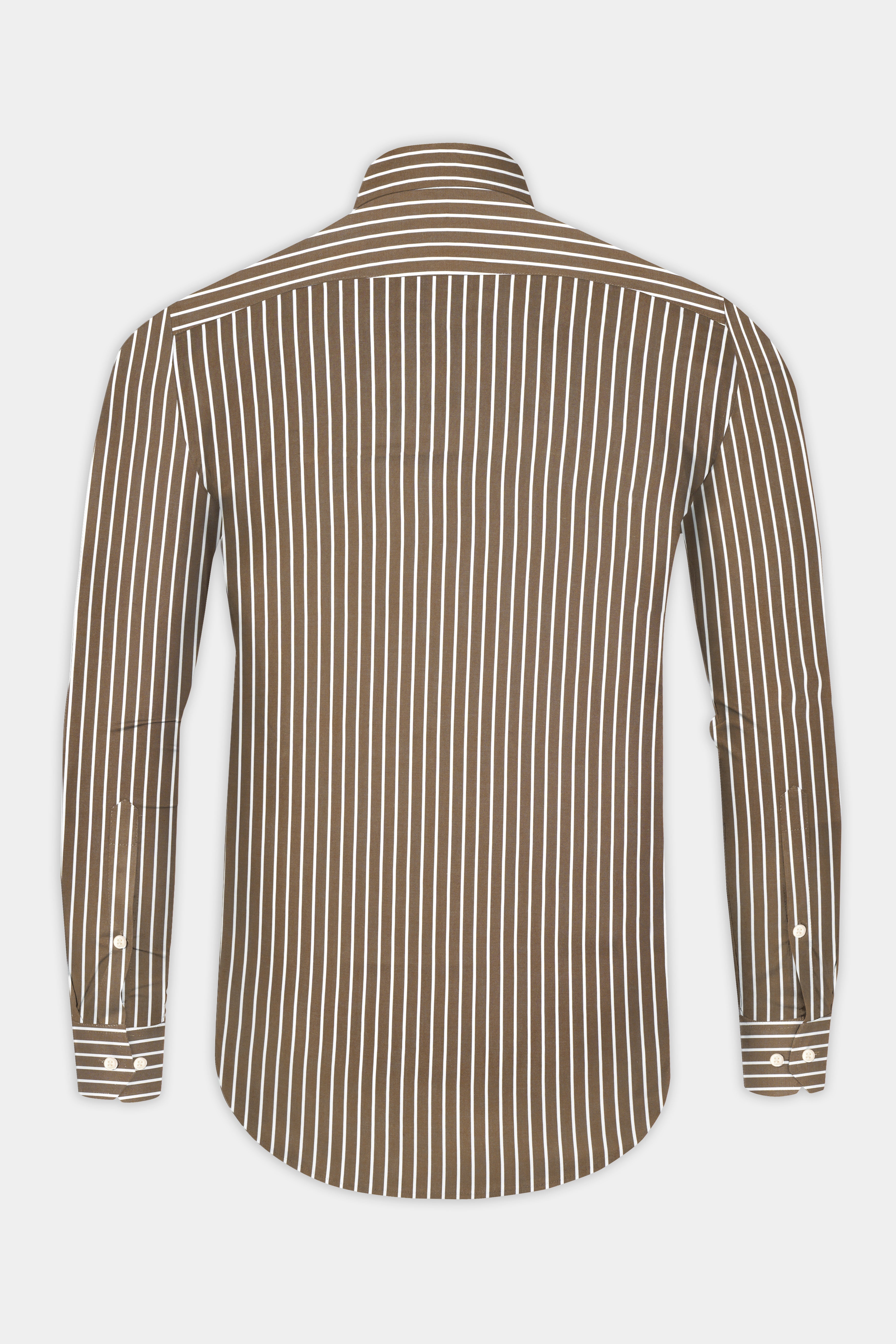 Kabul Brown Striped Twill Premium Cotton Shirt