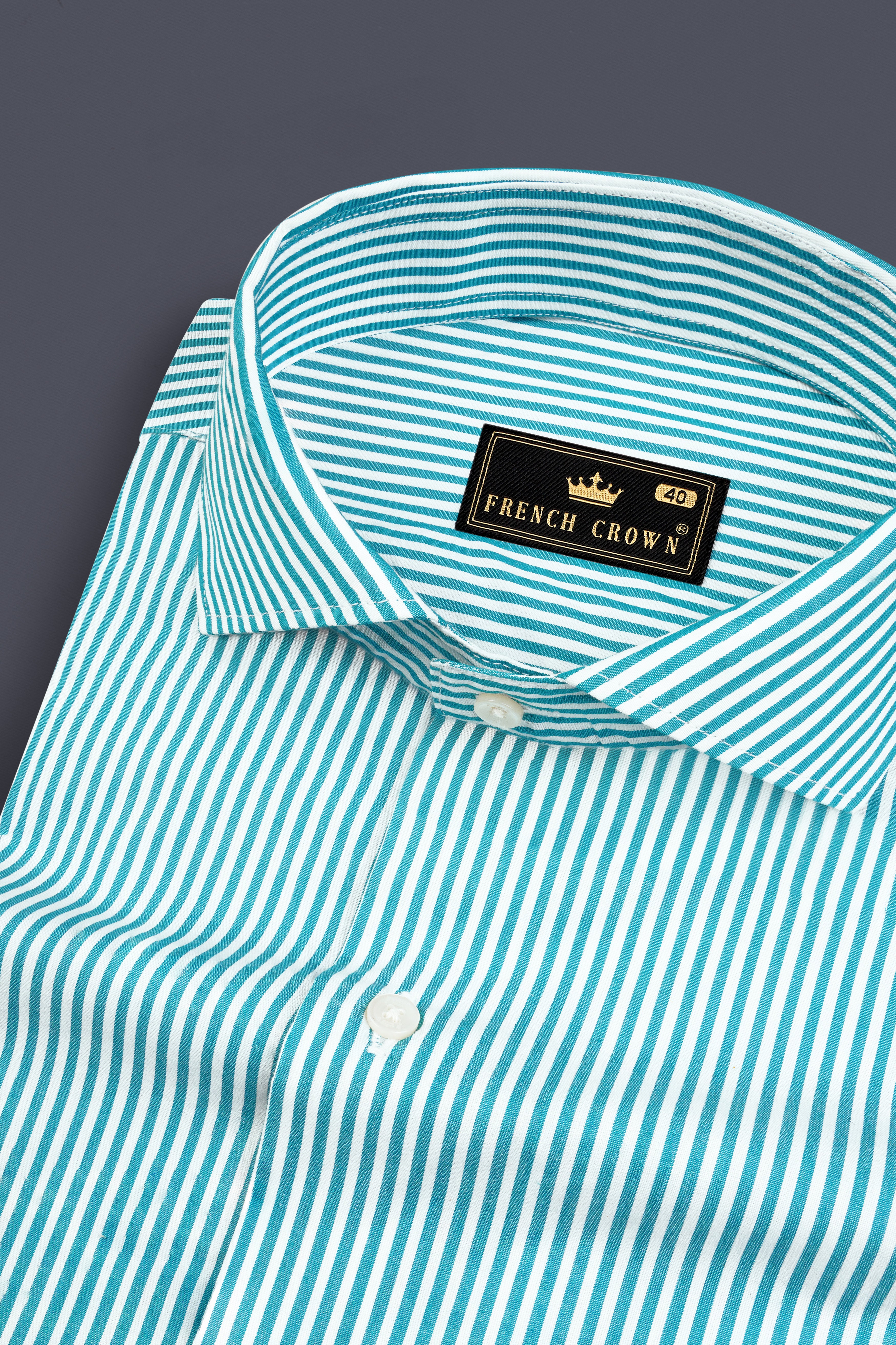 Cerulean Blue And Bright White Striped Super Soft Premium Cotton Shirt