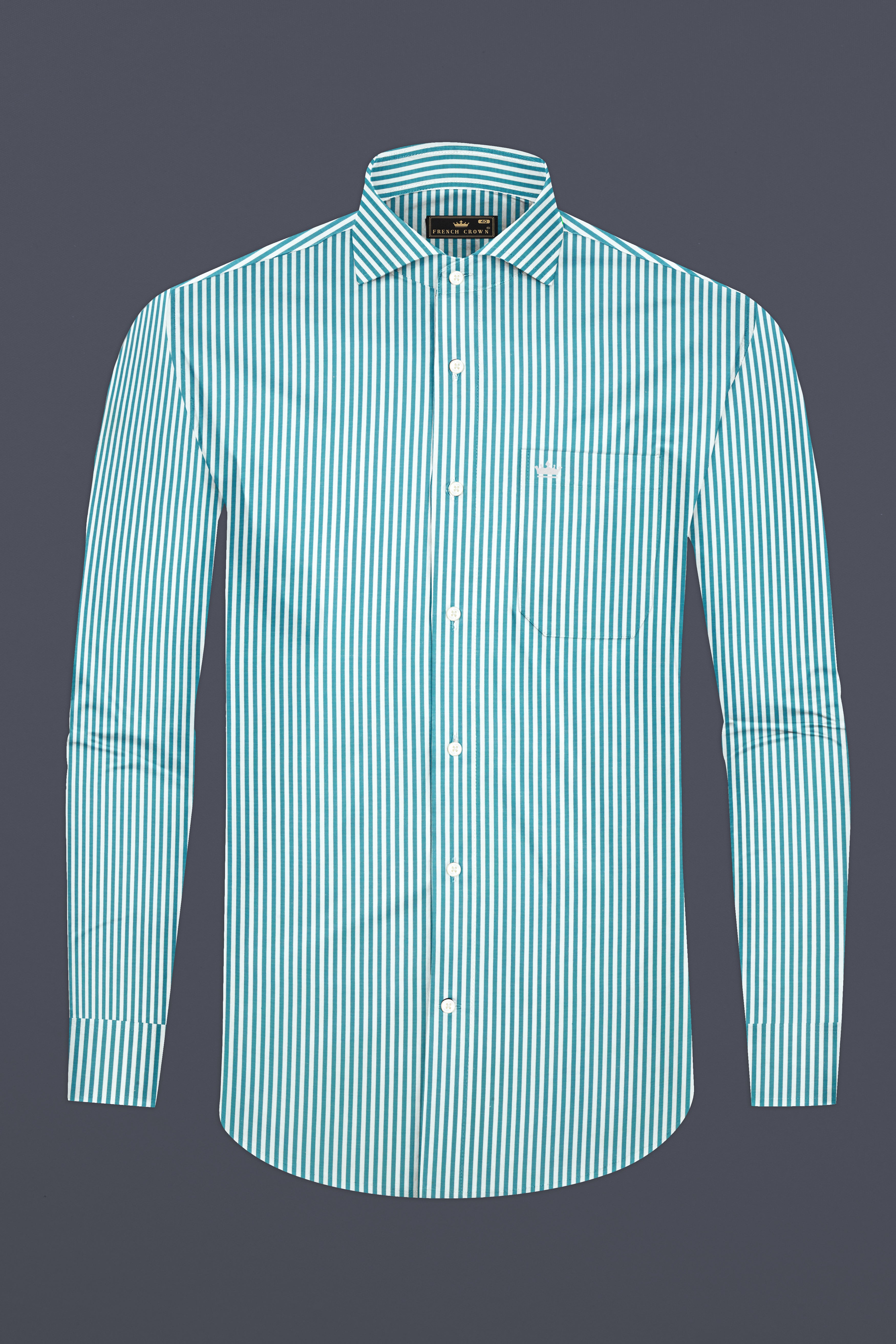 Cerulean Blue And Bright White Striped Super Soft Premium Cotton Shirt