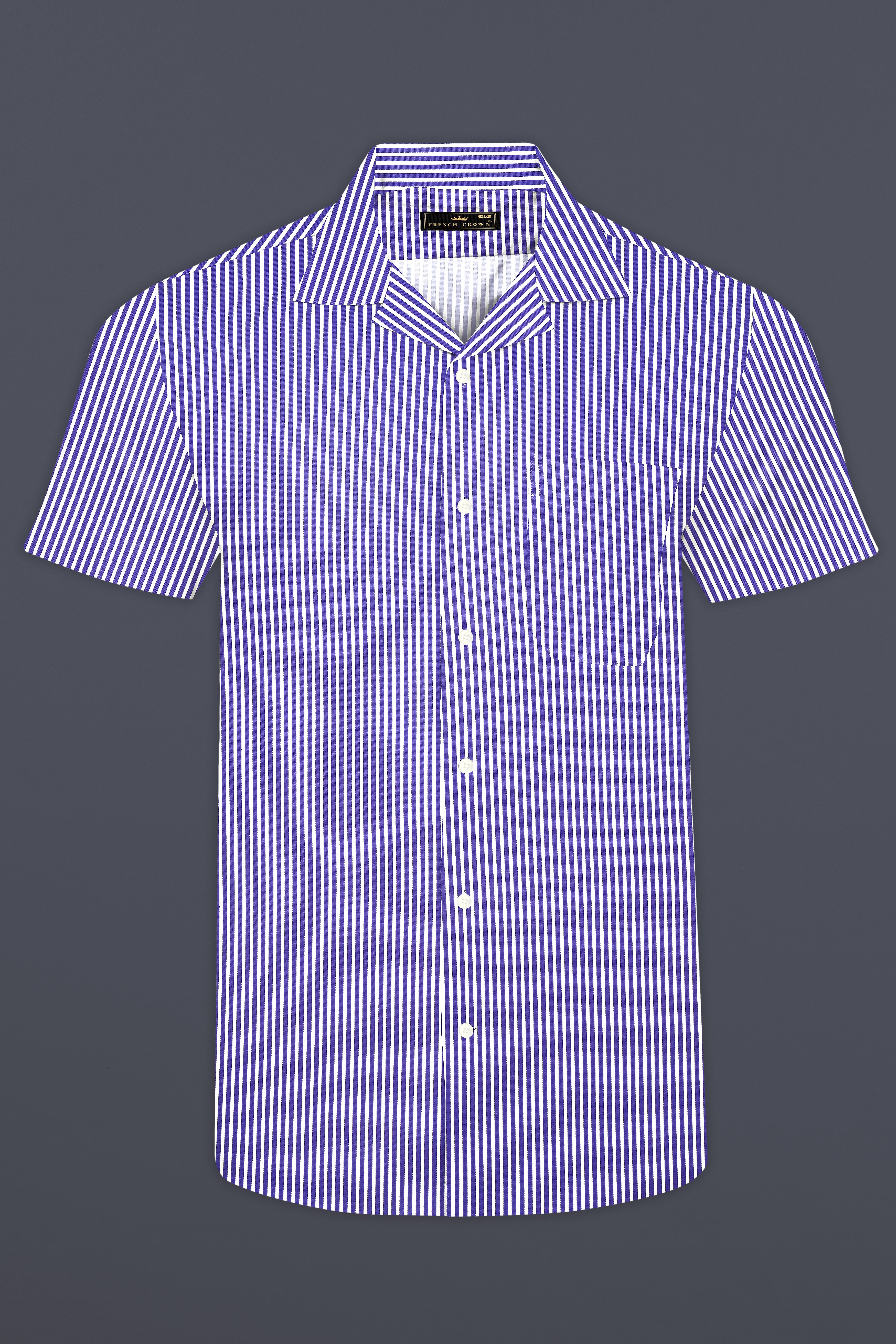 Crocus Blue Stripes Dobby Textured Premium Giza Cotton Shirt