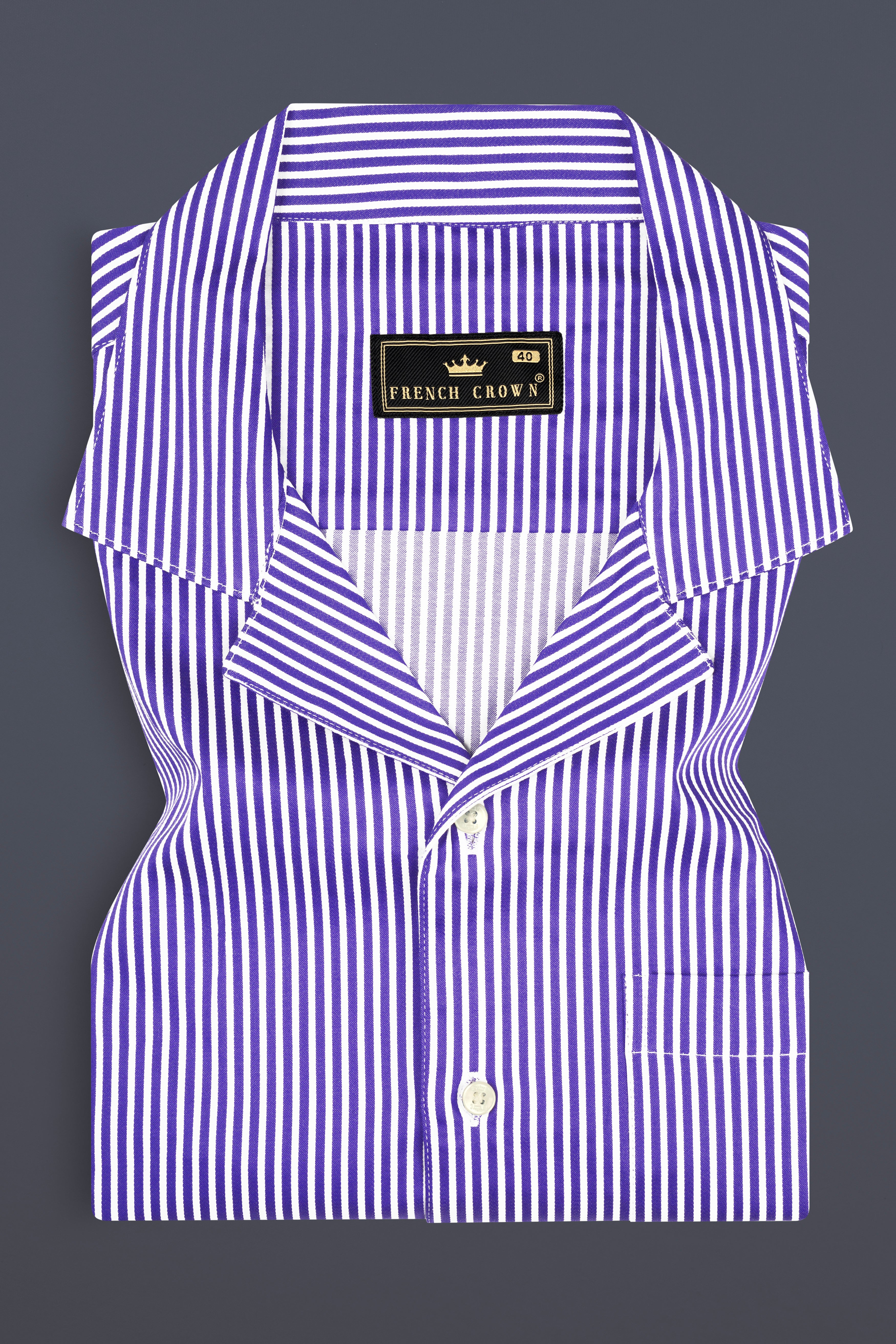 Crocus Blue Stripes Dobby Textured Premium Giza Cotton Shirt