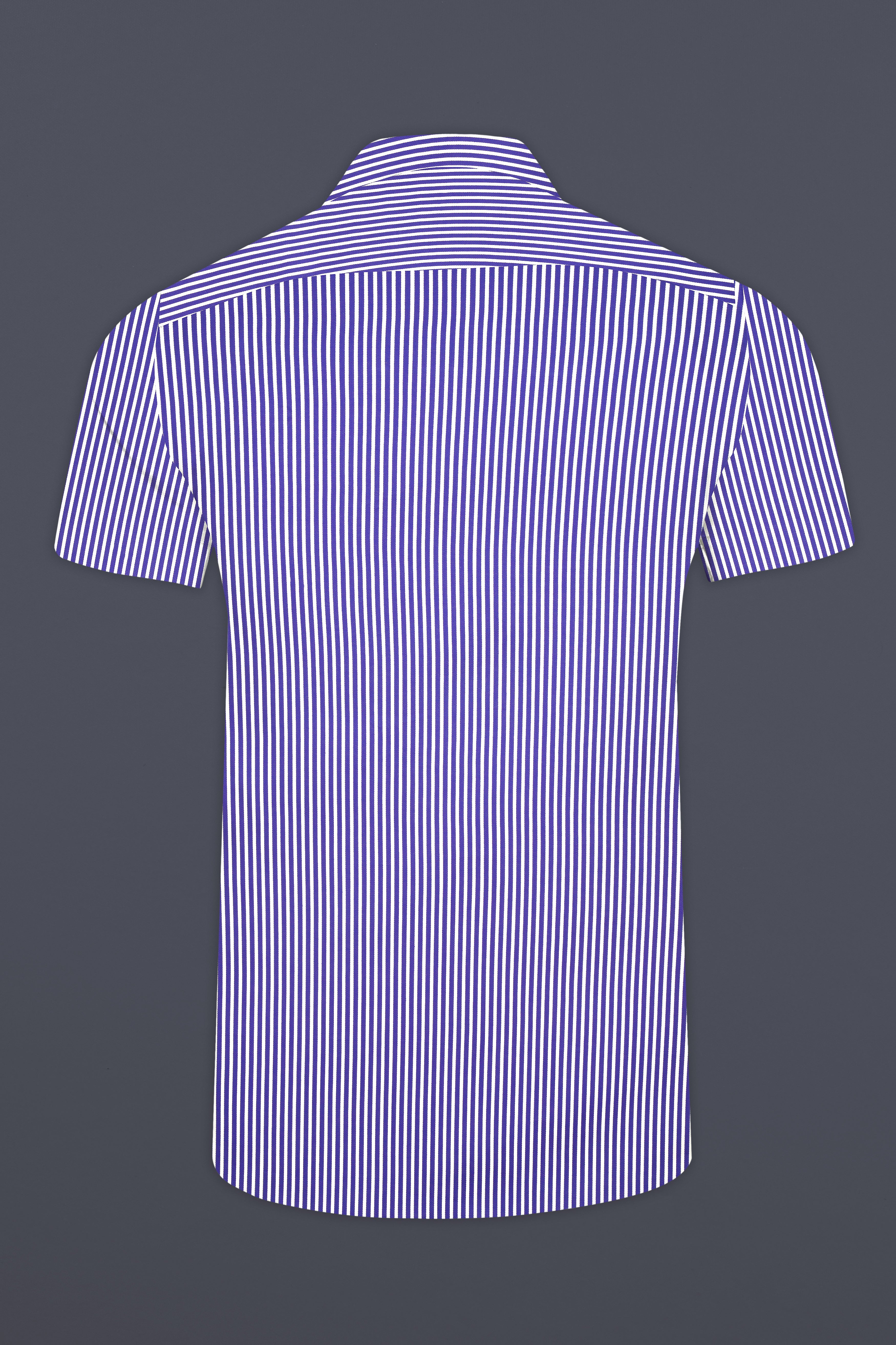 Crocus Blue Casual Stripes Premium Cotton Shirt For Men