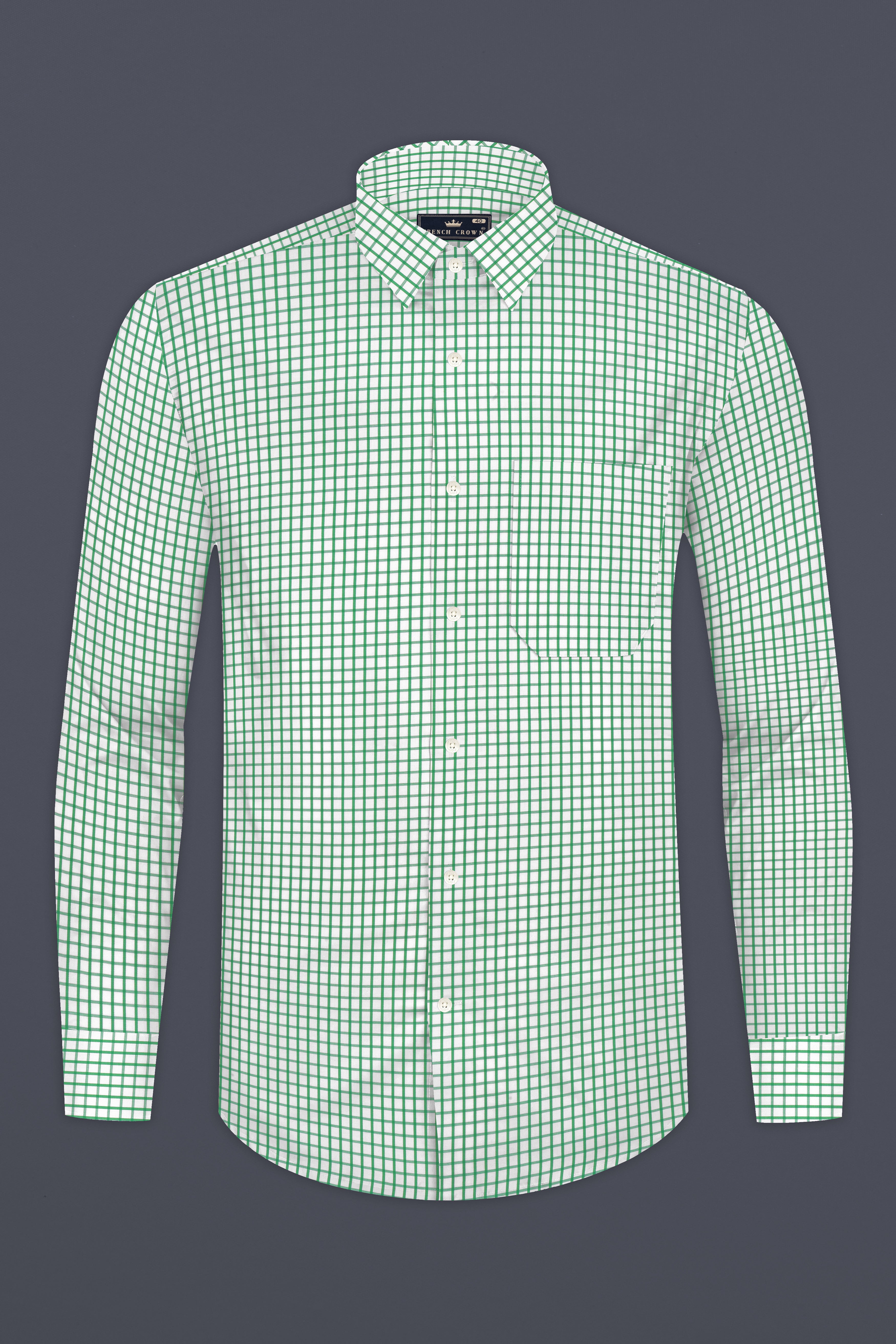 Lichen Green Checked Twill Premium Cotton Shirt