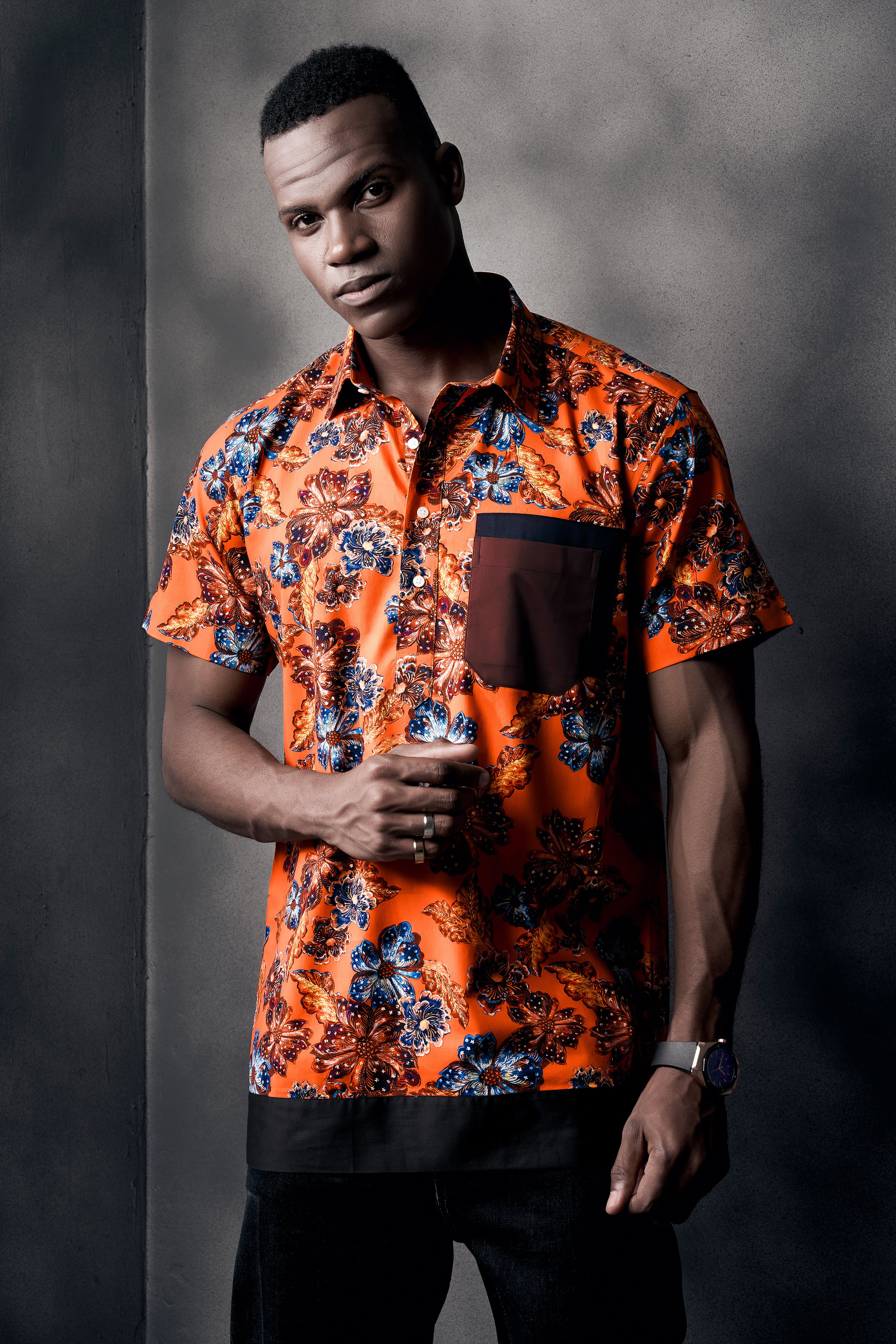 soleatta orange activewear set sサイズ Tangerine Orange And Lapis Blue Floral Casual Prints Premium