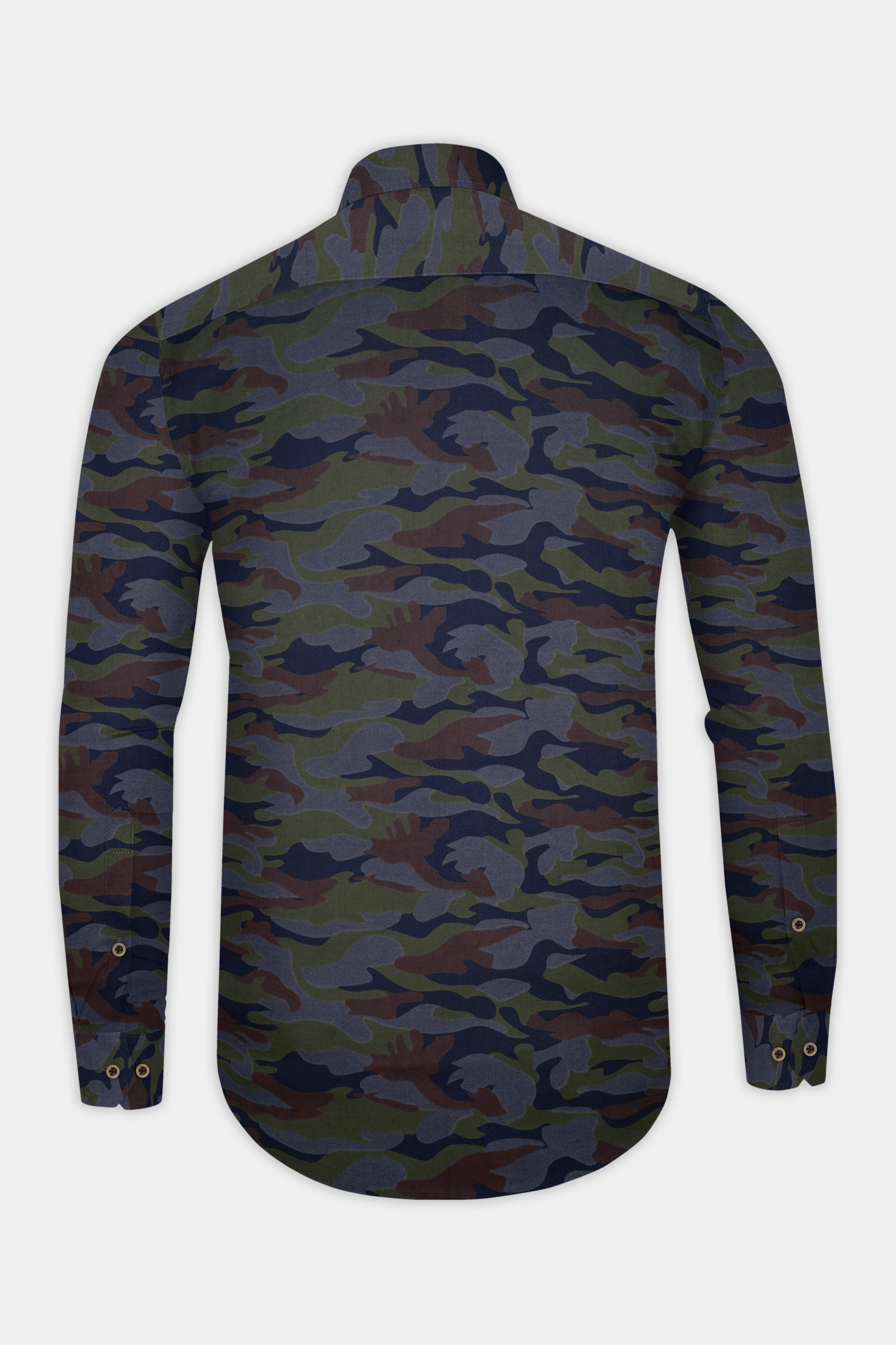 Ninja Gray And Rifle Green Camouflage Printed Royal Oxford Designer Overshirt/Shacket