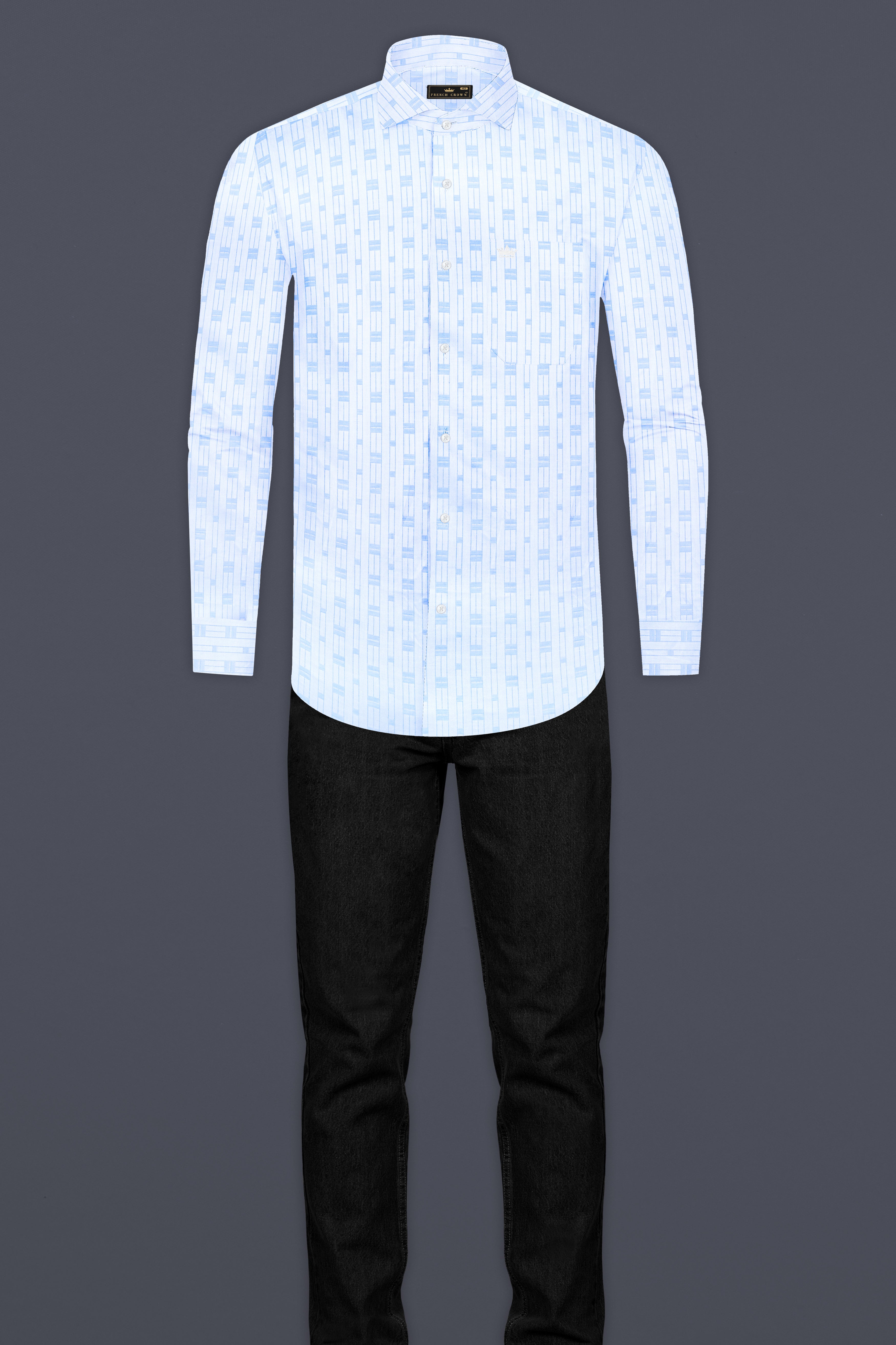 Tropical Blue Jacquard Textured Premium Cotton Shirt