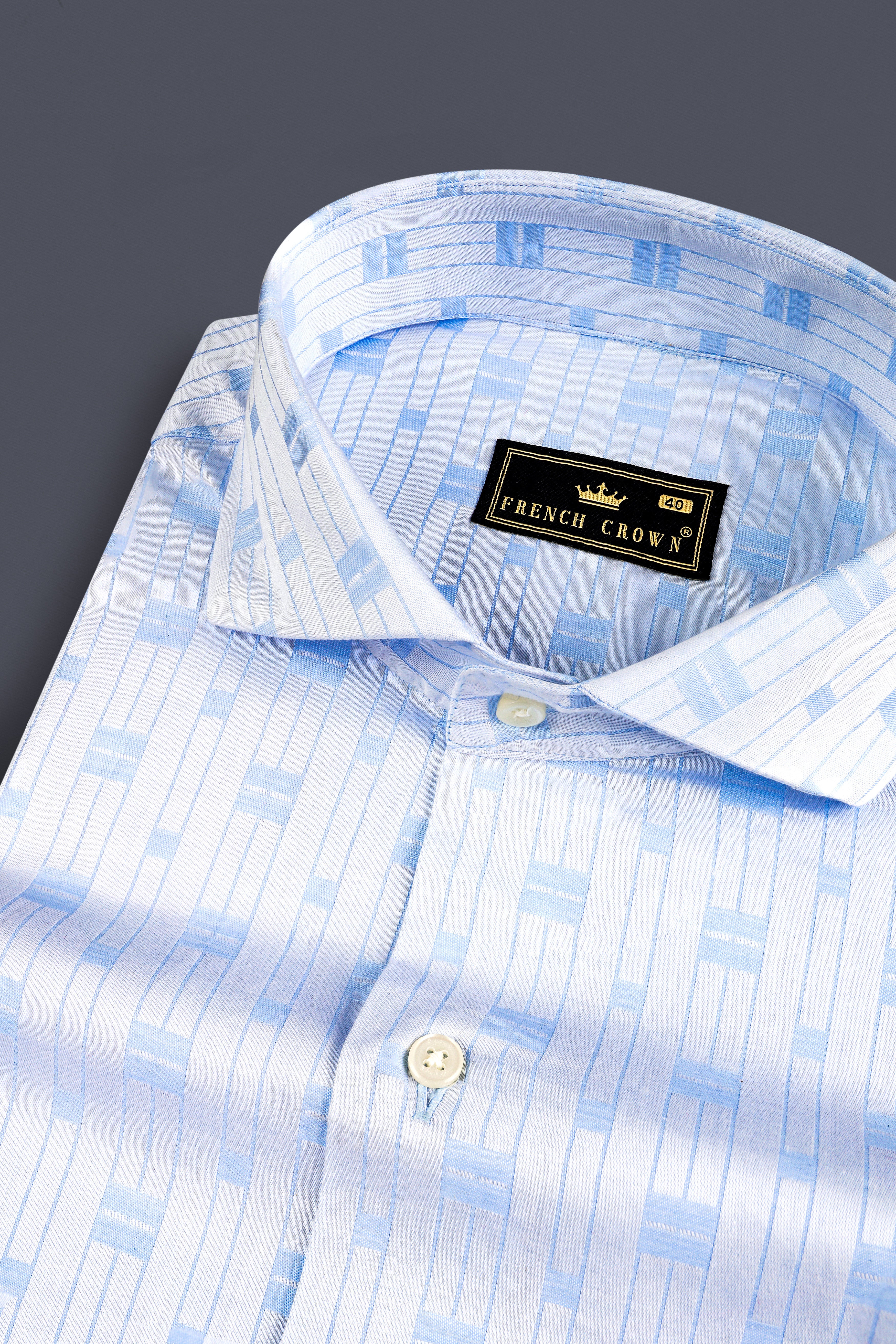 Tropical Blue Jacquard Textured Premium Cotton Shirt