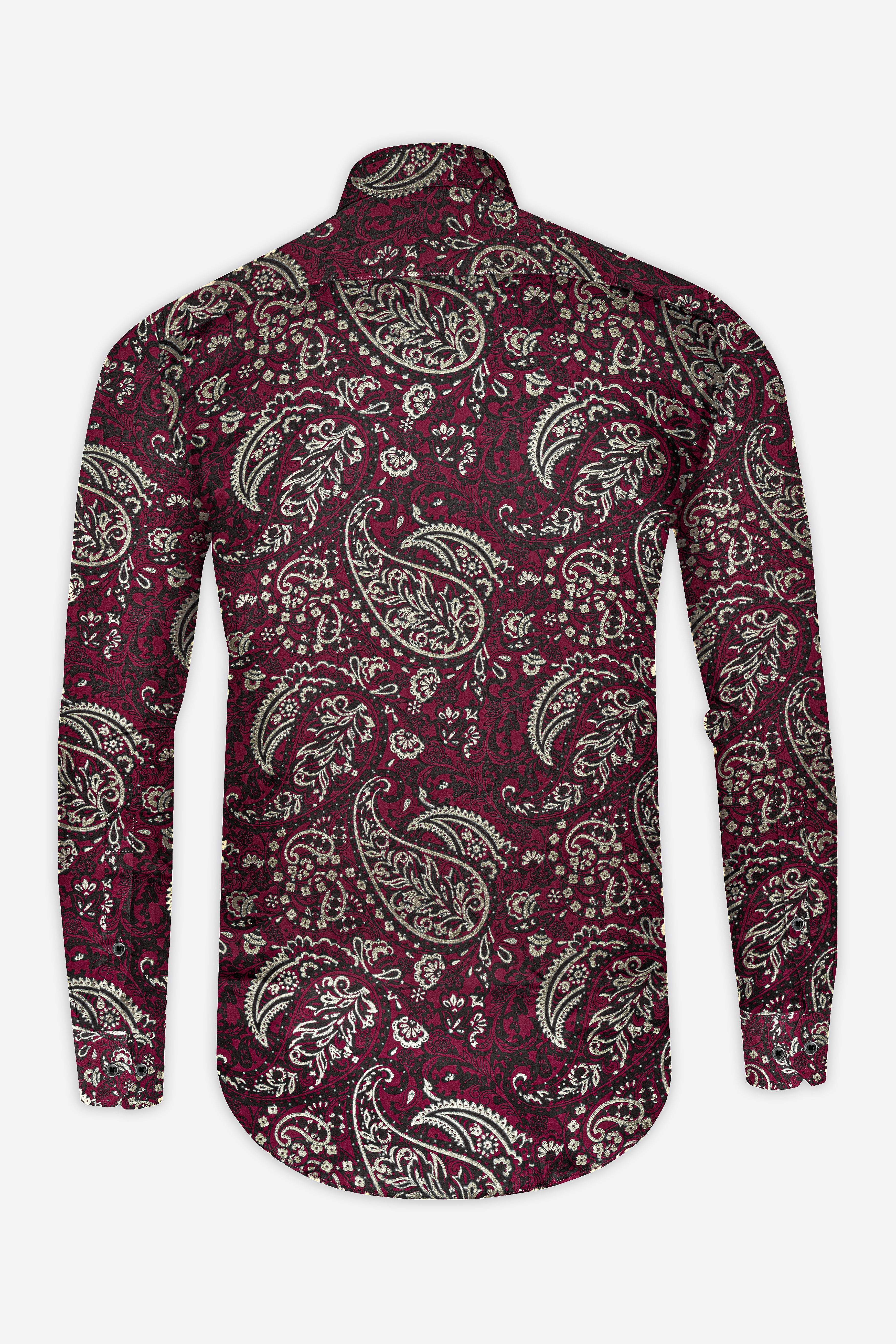 Shadz Red Paisley Printed Subtle Sheen Super Soft Premium Cotton Shirt