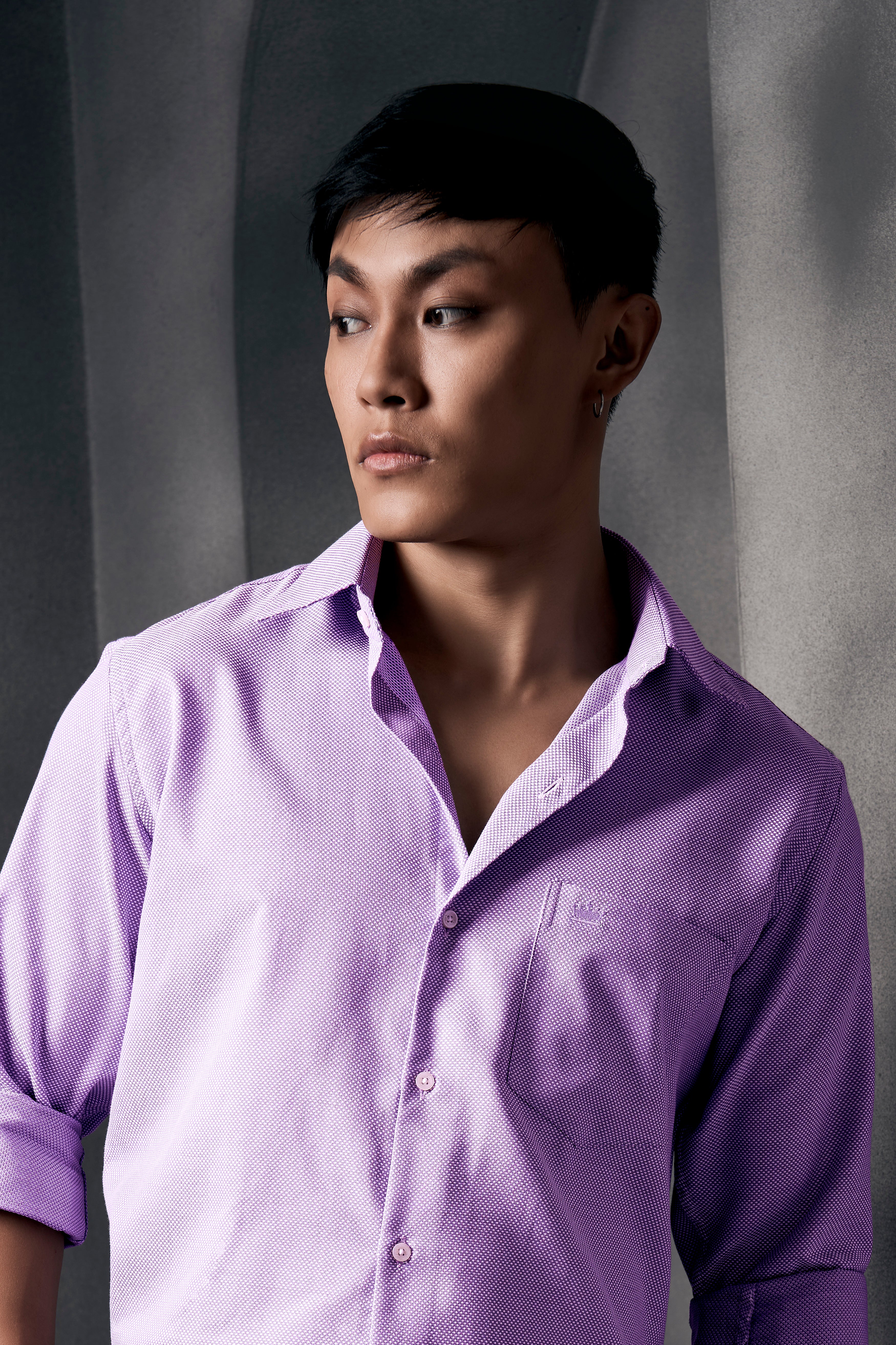 Orchid Purple Dobby Textured Premium Giza Cotton Shirt