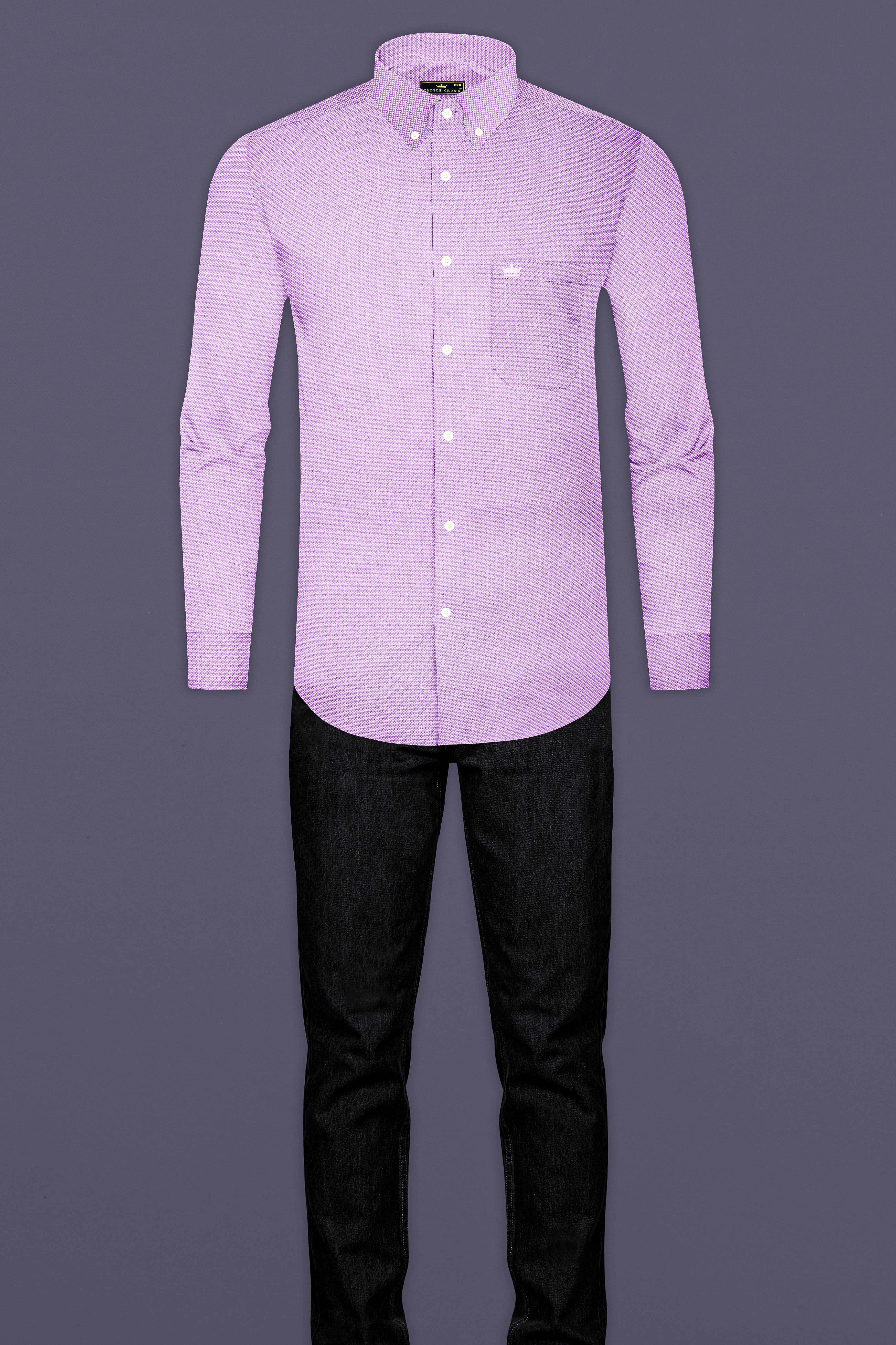 Orchid Purple Casual Textured Premium Linen Button Down Shirt For Men