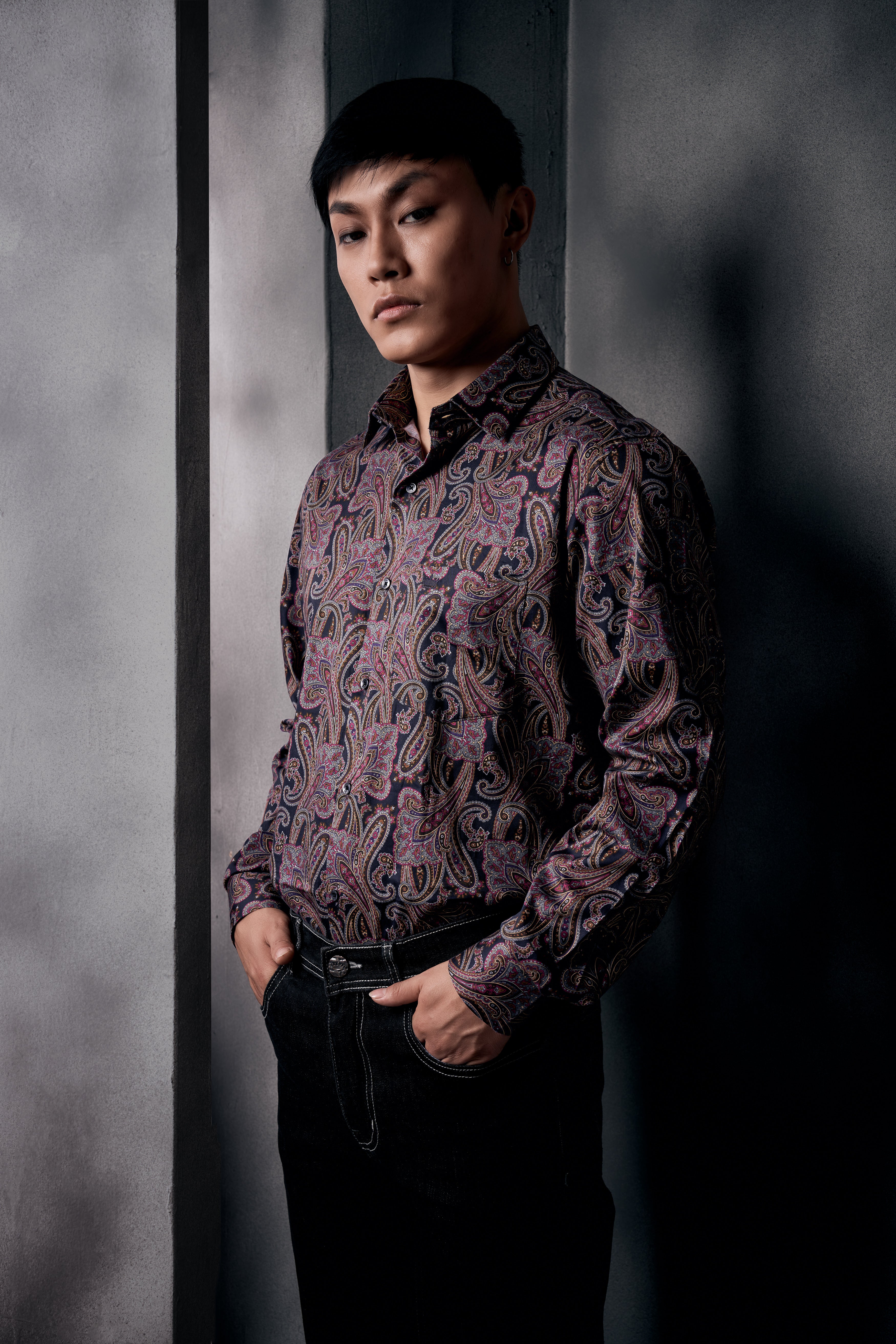 Thulian Pink And Jade Black Paisley Printed Subtle Sheen Super Soft Premium Cotton Shirt