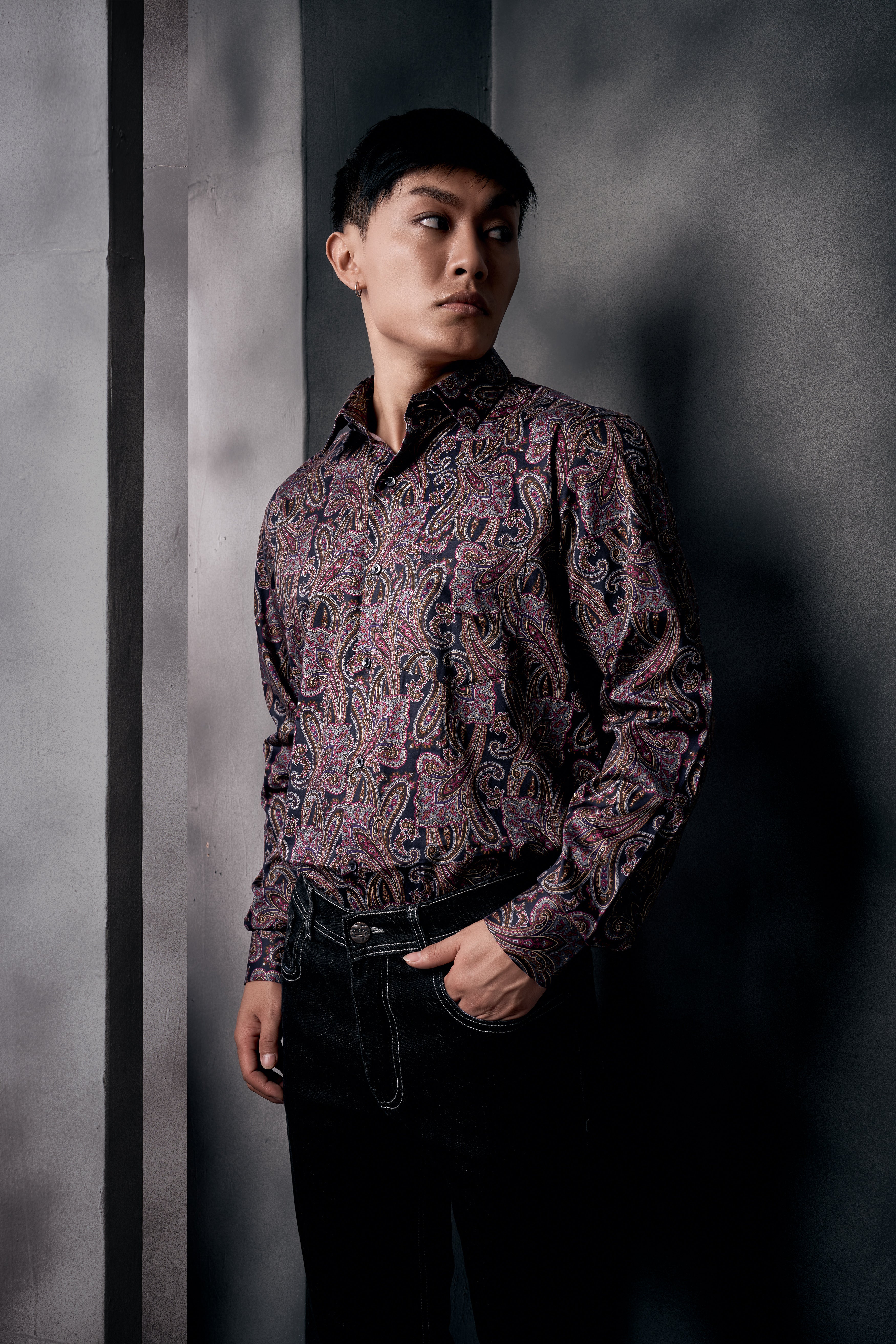 Thulian Pink And Jade Black Paisley Printed Subtle Sheen Super Soft Premium Cotton Shirt