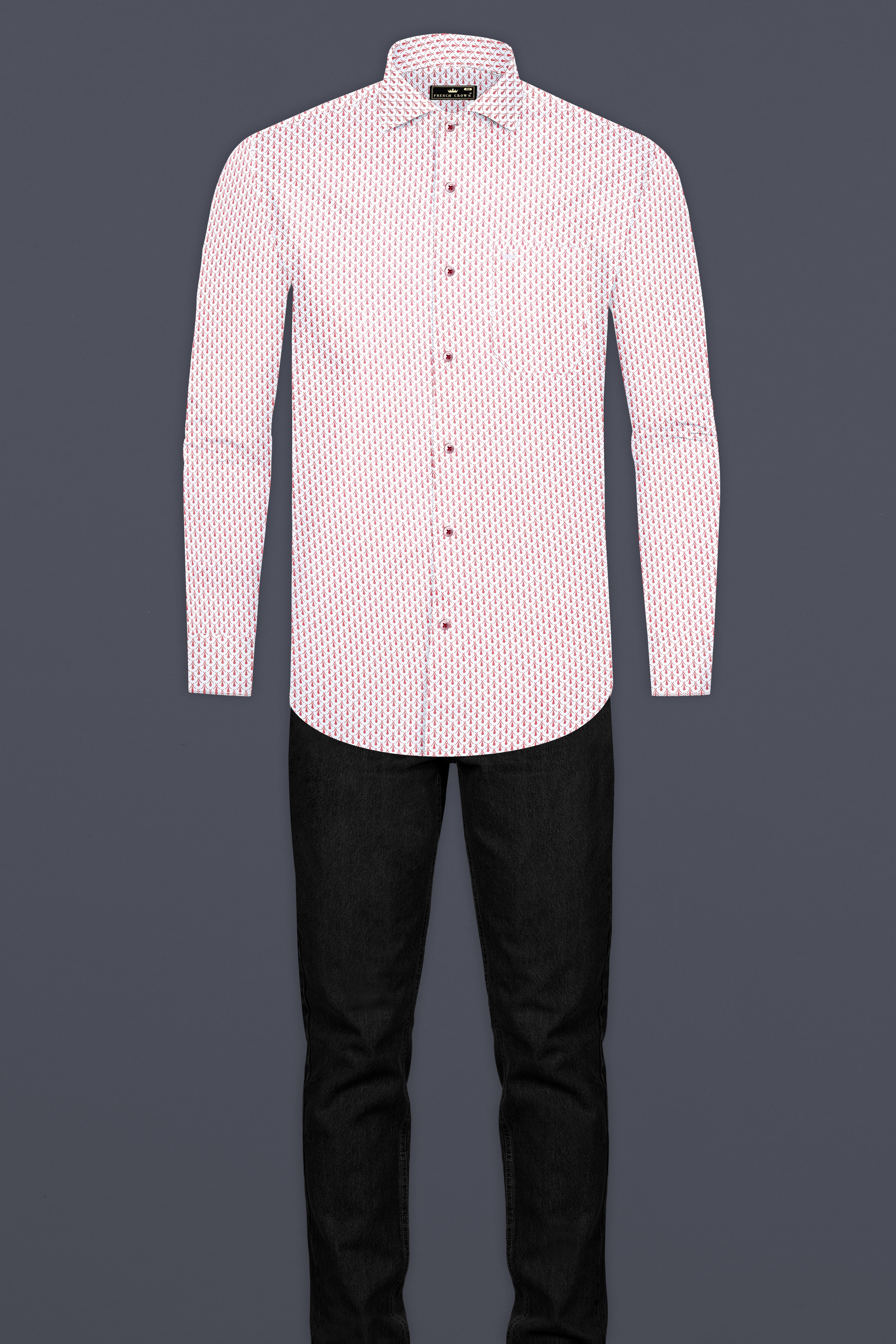 Cranberry Pink Printed Subtle Sheen Super Soft Premium Cotton Shirt