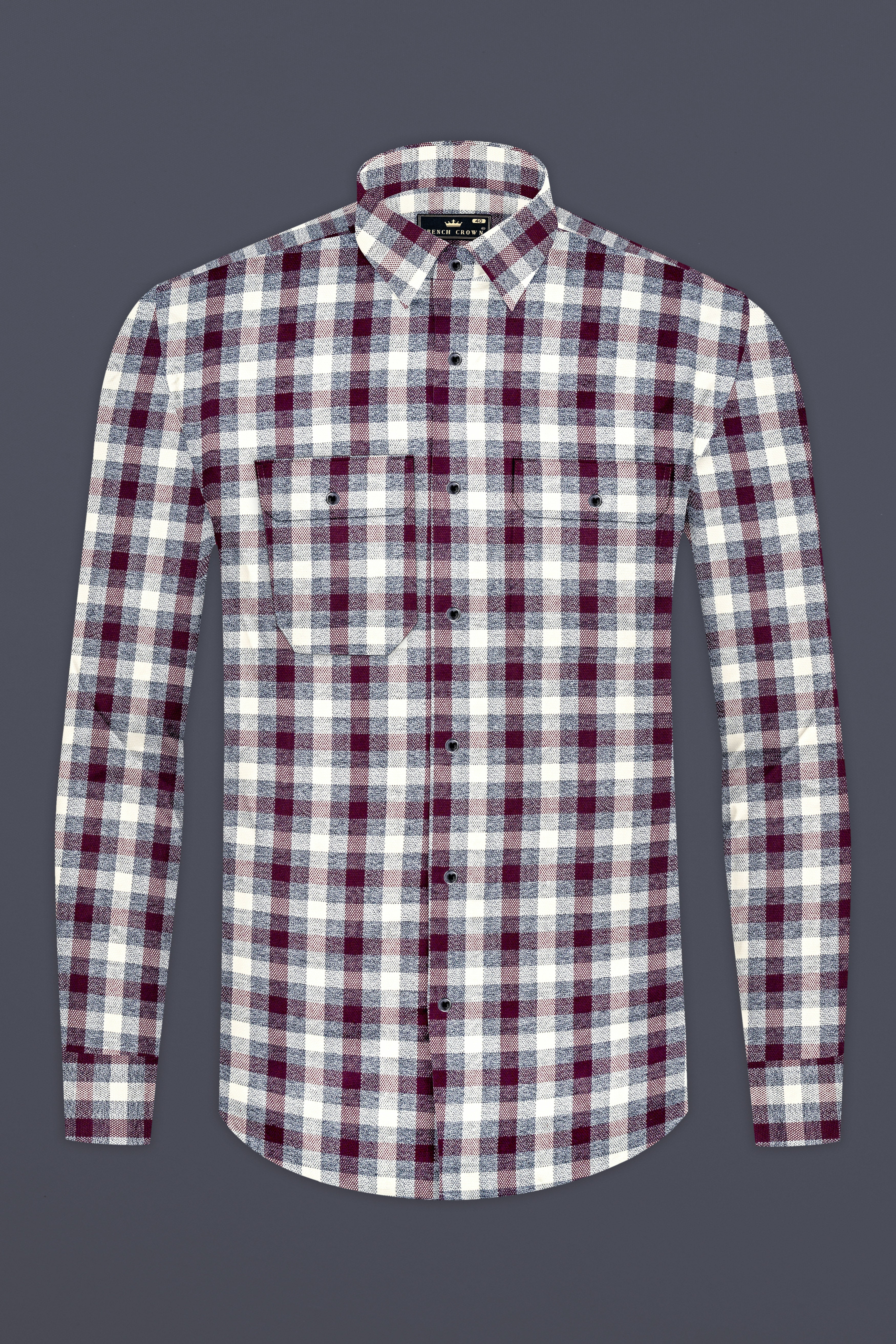 Tawny Maroon And Wenge Gray Checks Flannel Designer Overshirt/Shacket 13014-BLK-OS-FP-38 ,13014-BLK-OS-FP-H-38 ,13014-BLK-OS-FP-39 ,13014-BLK-OS-FP-H-39 ,13014-BLK-OS-FP-40 ,13014-BLK-OS-FP-H-40 ,13014-BLK-OS-FP-42 ,13014-BLK-OS-FP-H-42 ,13014-BLK-OS-FP-44 ,13014-BLK-OS-FP-H-44 ,13014-BLK-OS-FP-46 ,13014-BLK-OS-FP-H-46 ,13014-BLK-OS-FP-48 ,13014-BLK-OS-FP-H-48 ,13014-BLK-OS-FP-50 ,13014-BLK-OS-FP-H-50 ,13014-BLK-OS-FP-52 ,13014-BLK-OS-FP-H-52