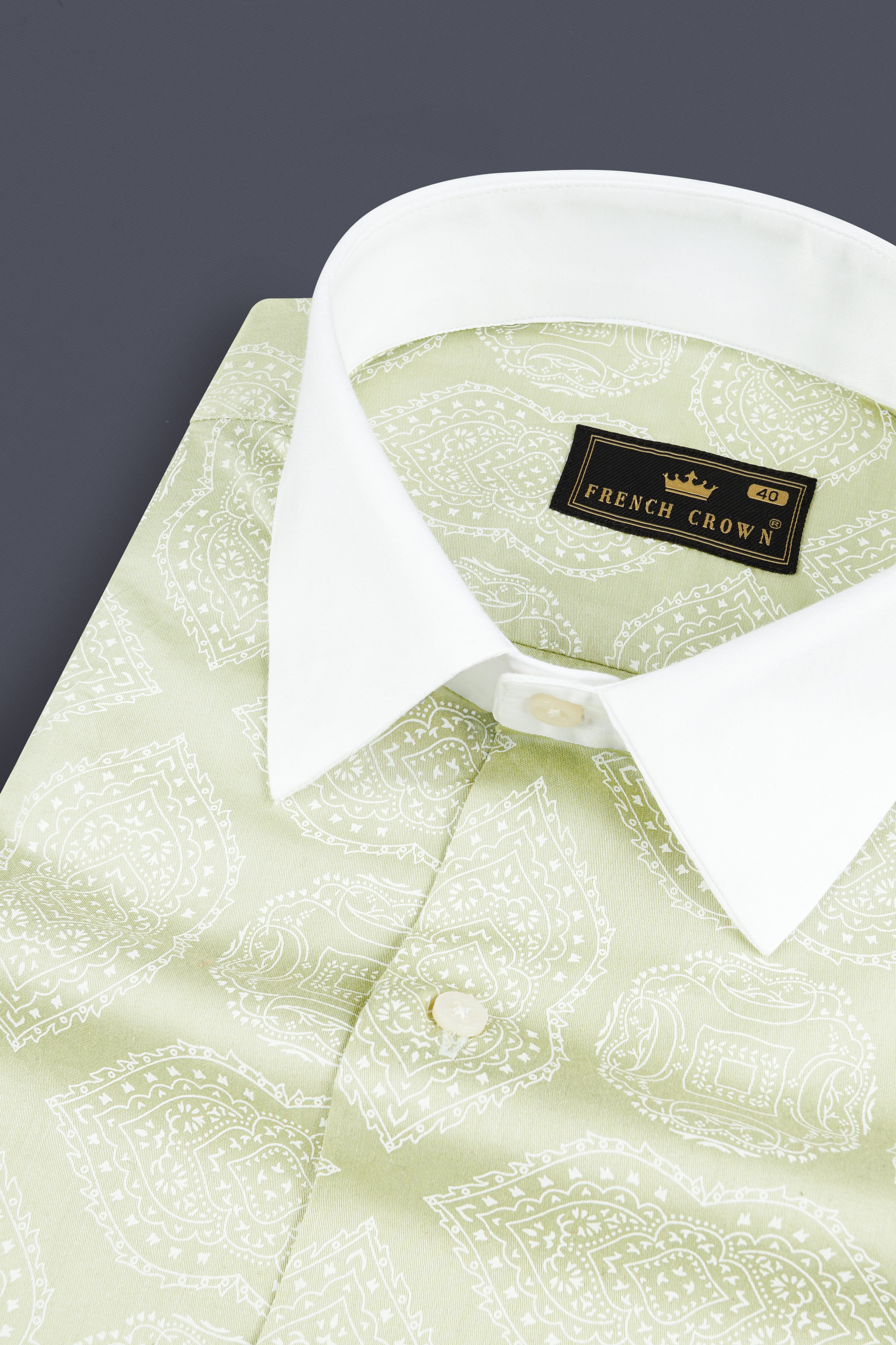 Thistle Green Printed Subtle Sheen Super Soft Premium Cotton Shirt