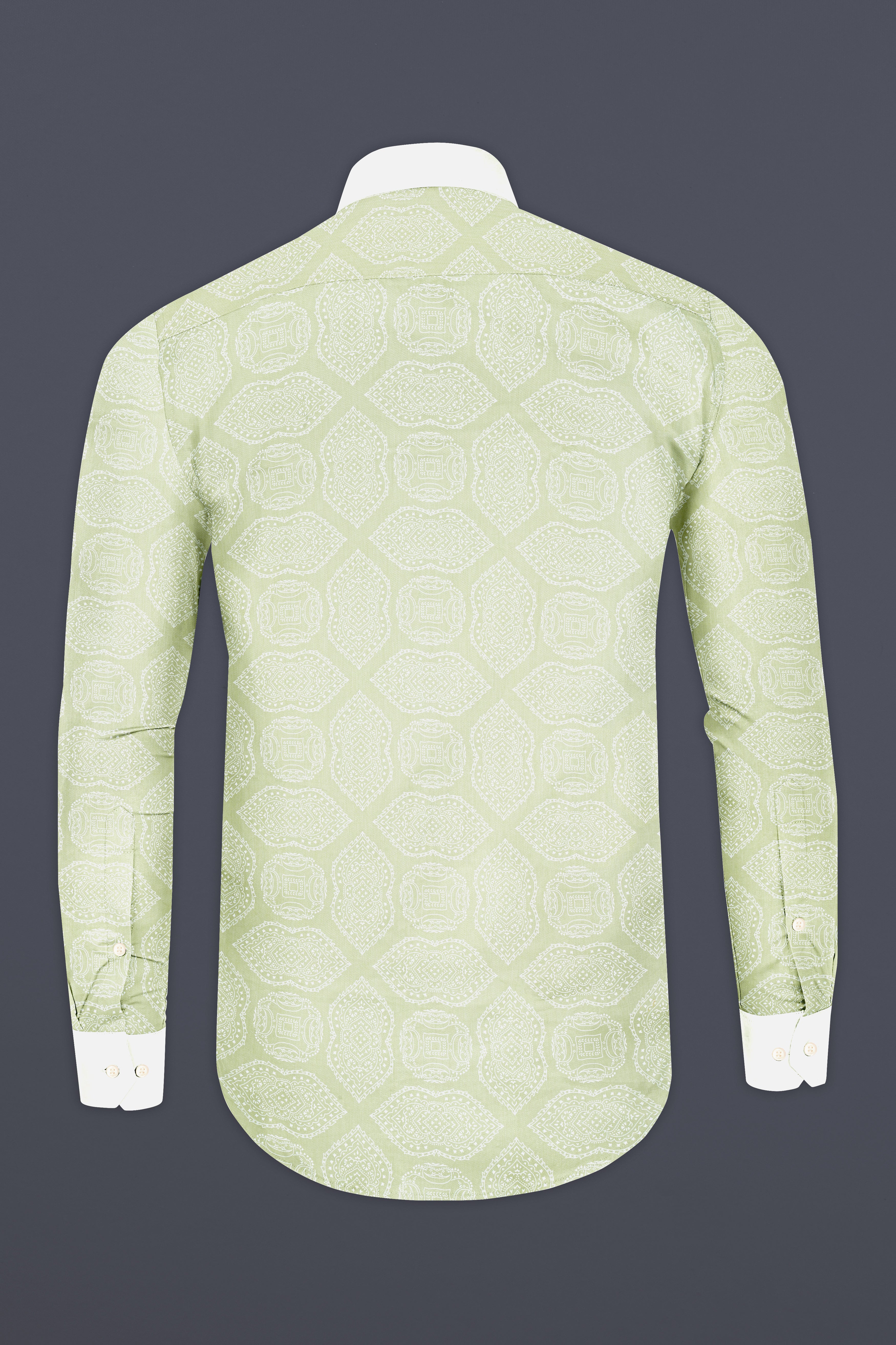 Thistle Green Printed Subtle Sheen Super Soft Premium Cotton Shirt