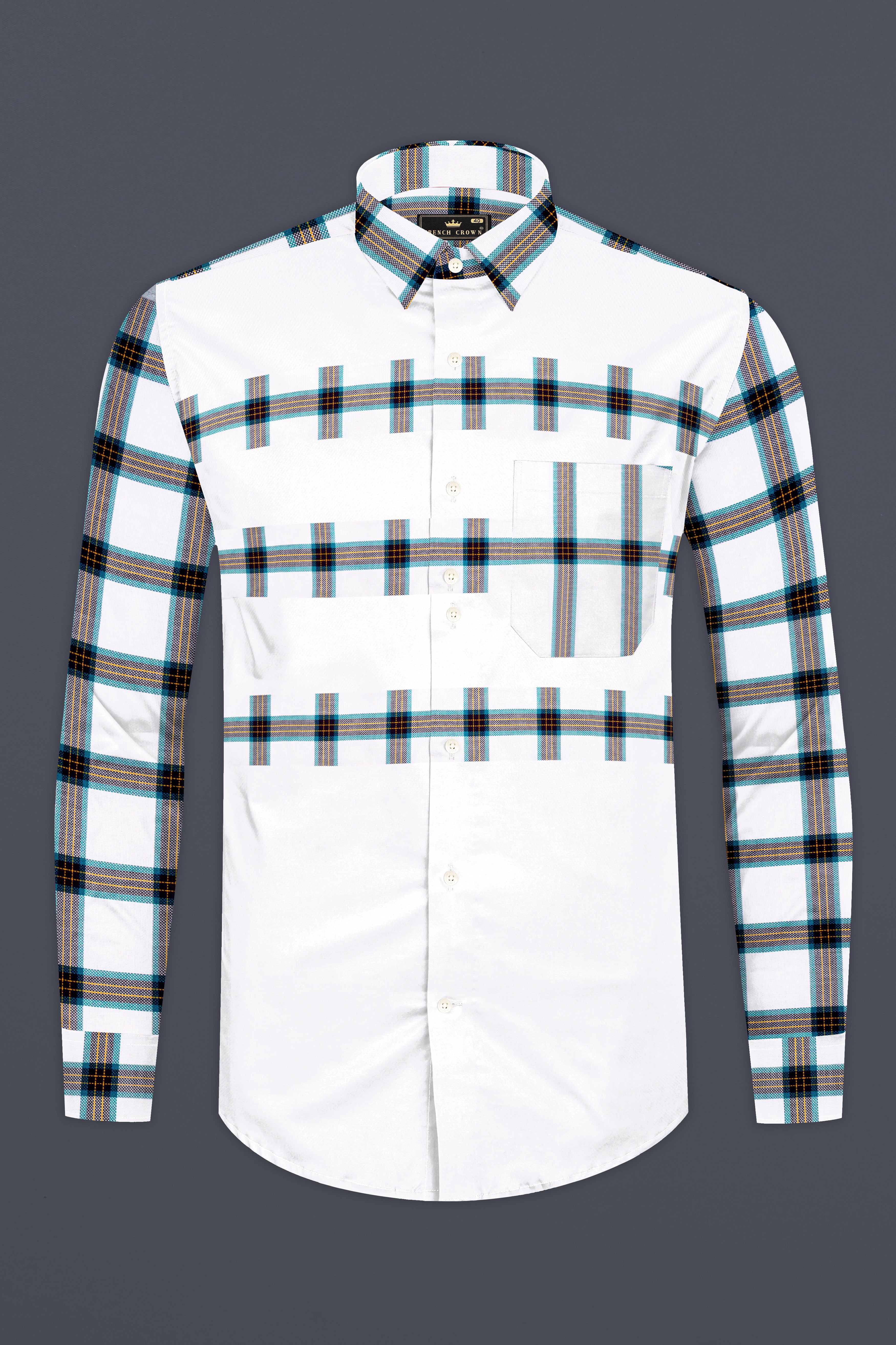 Blumine Blue And Bright White Premium Cotton Designer Shirt