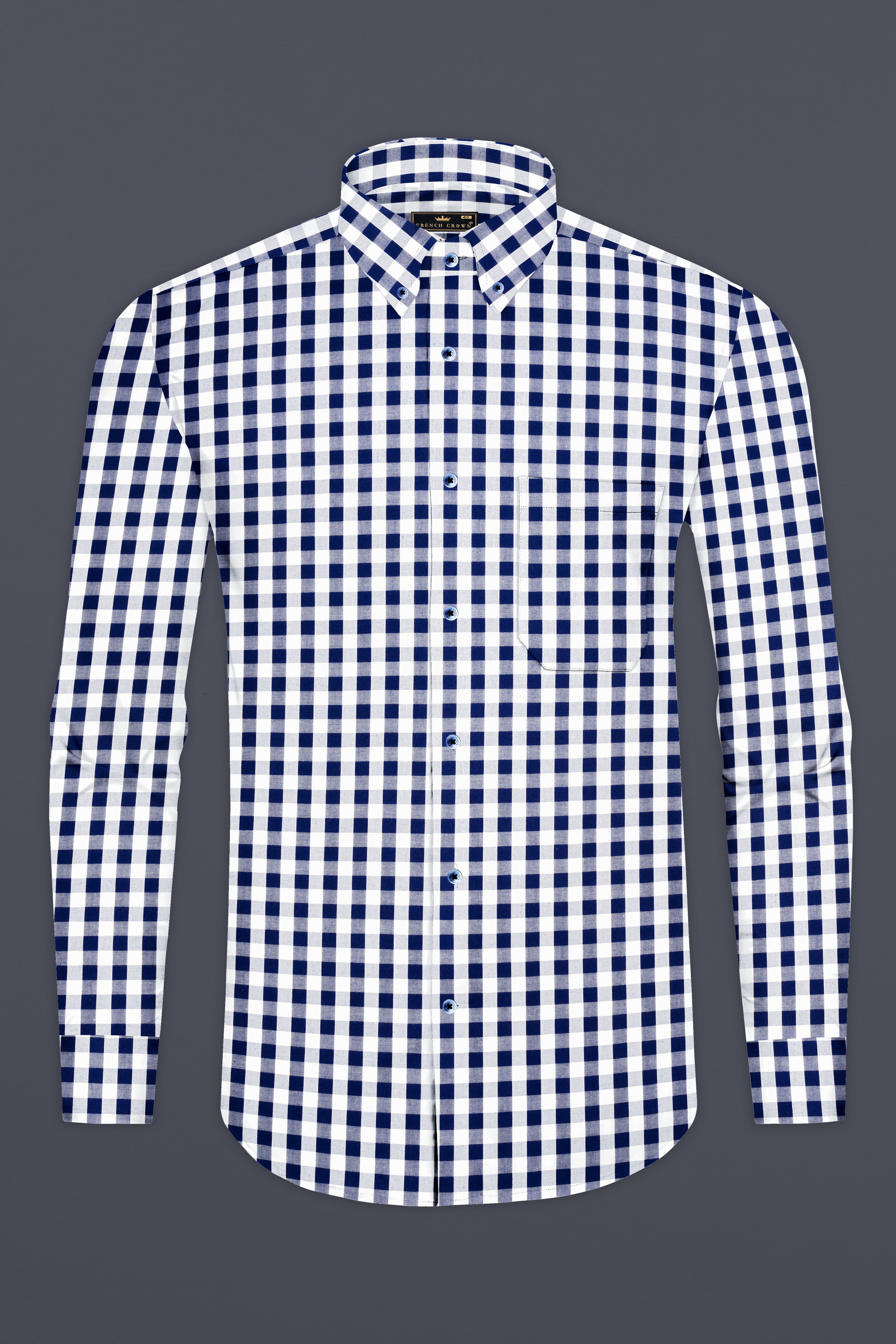 Tangaroa Blue And Bright White Checked Premium Giza Cotton Shirt