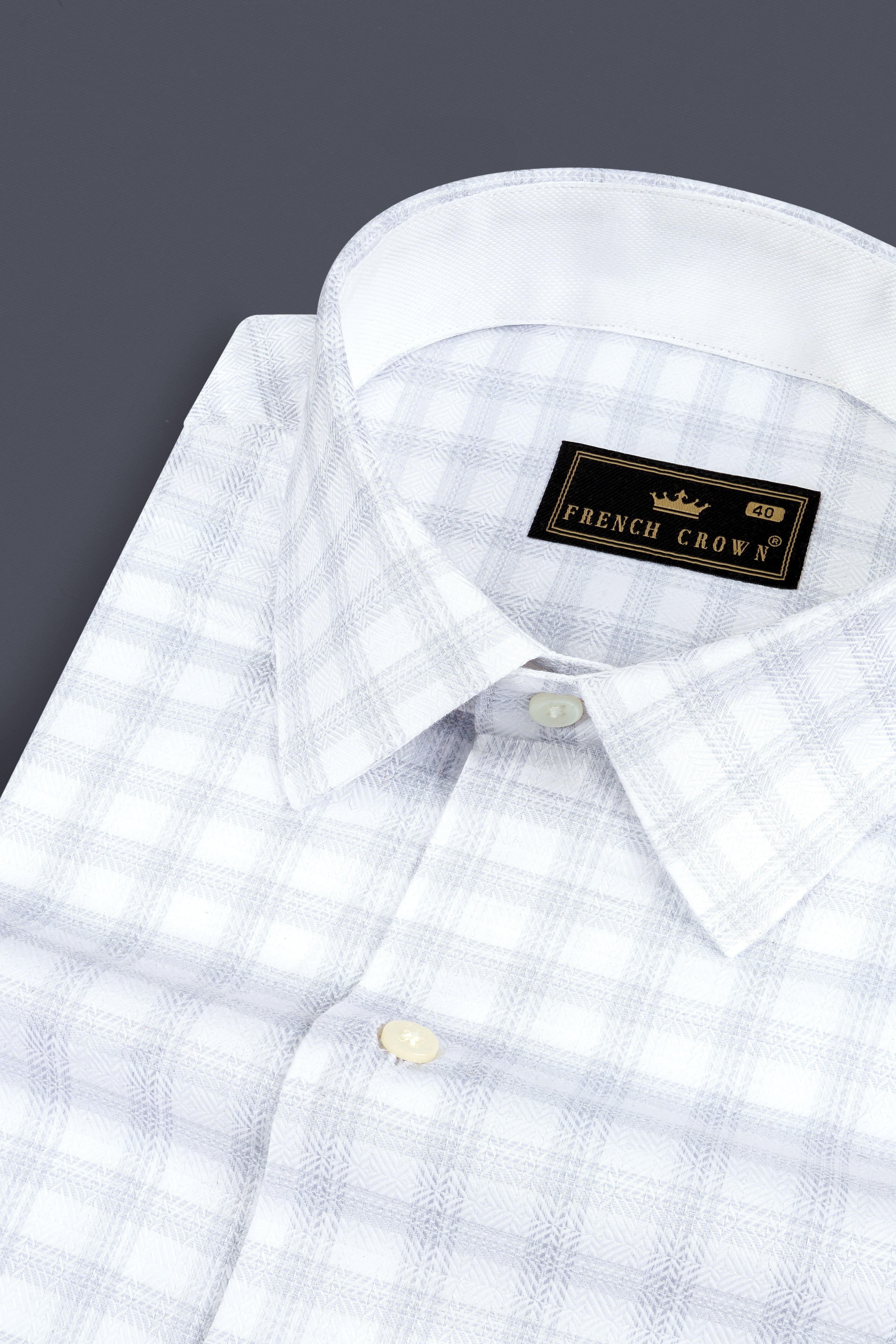 Hawkes Blue And Bright White checked Jacquard Textured Premium Cotton Shirt