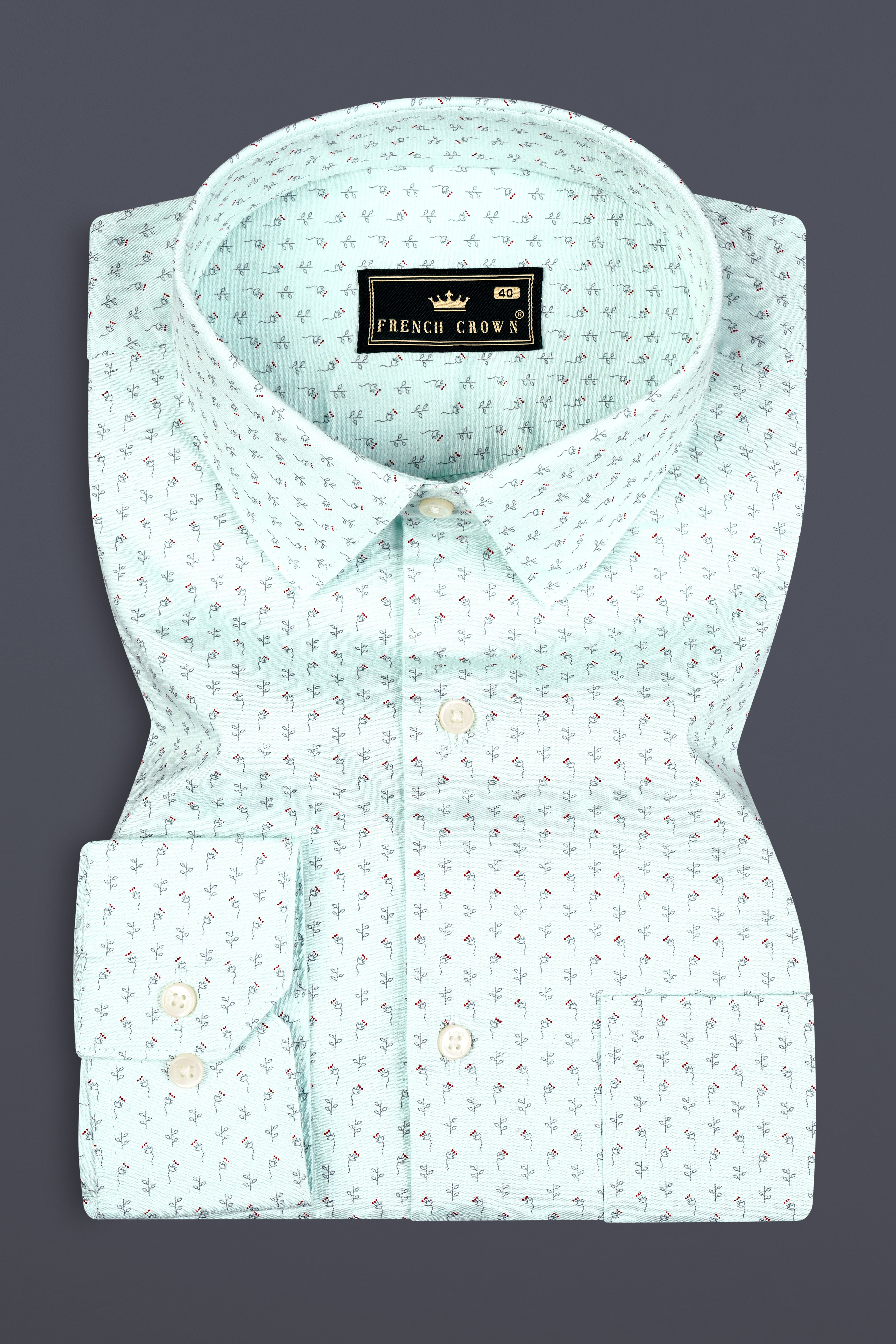 Frosted Mint Blue Printed Premium Giza Cotton Shirt