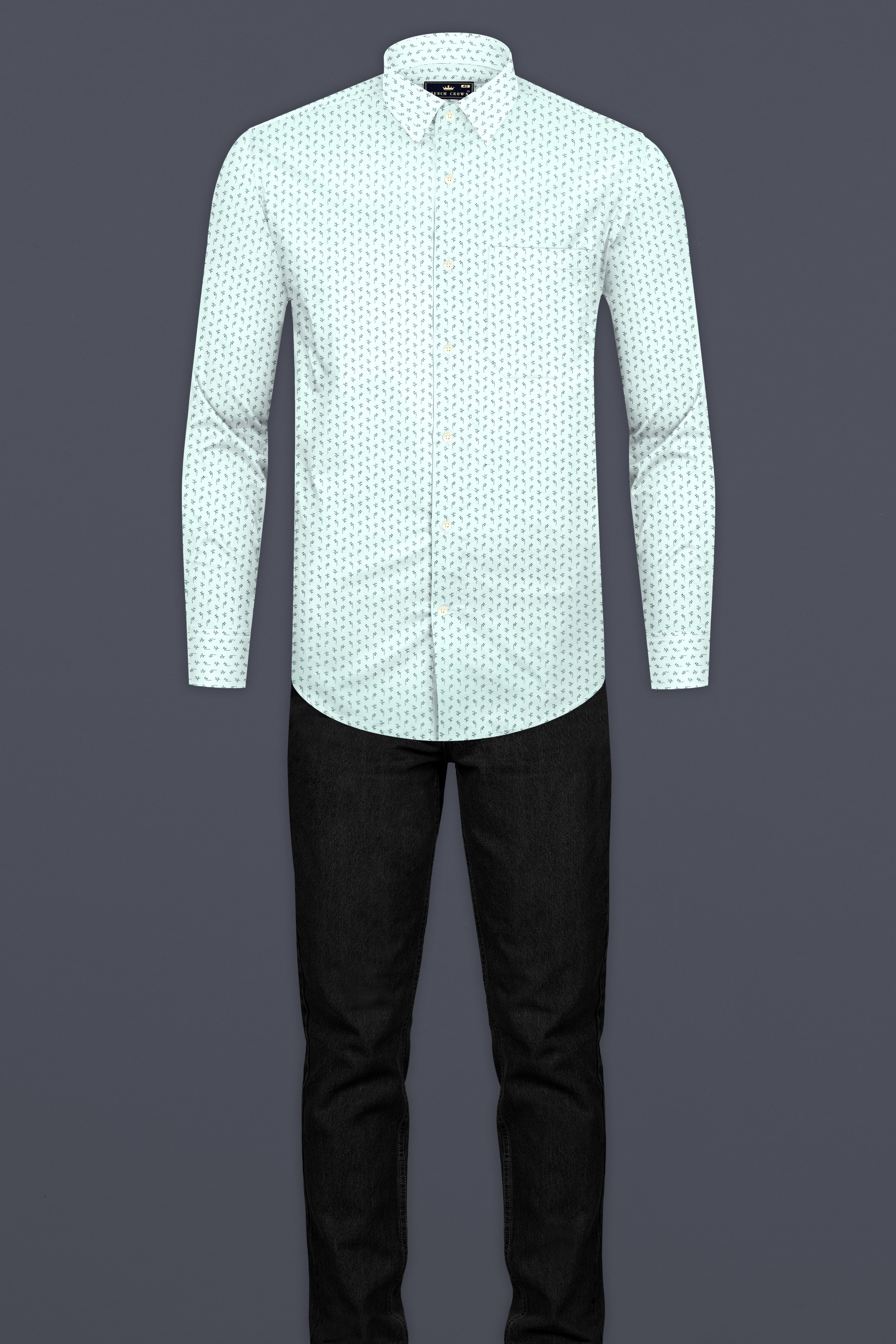 Frosted Mint Blue Printed Premium Giza Cotton Shirt