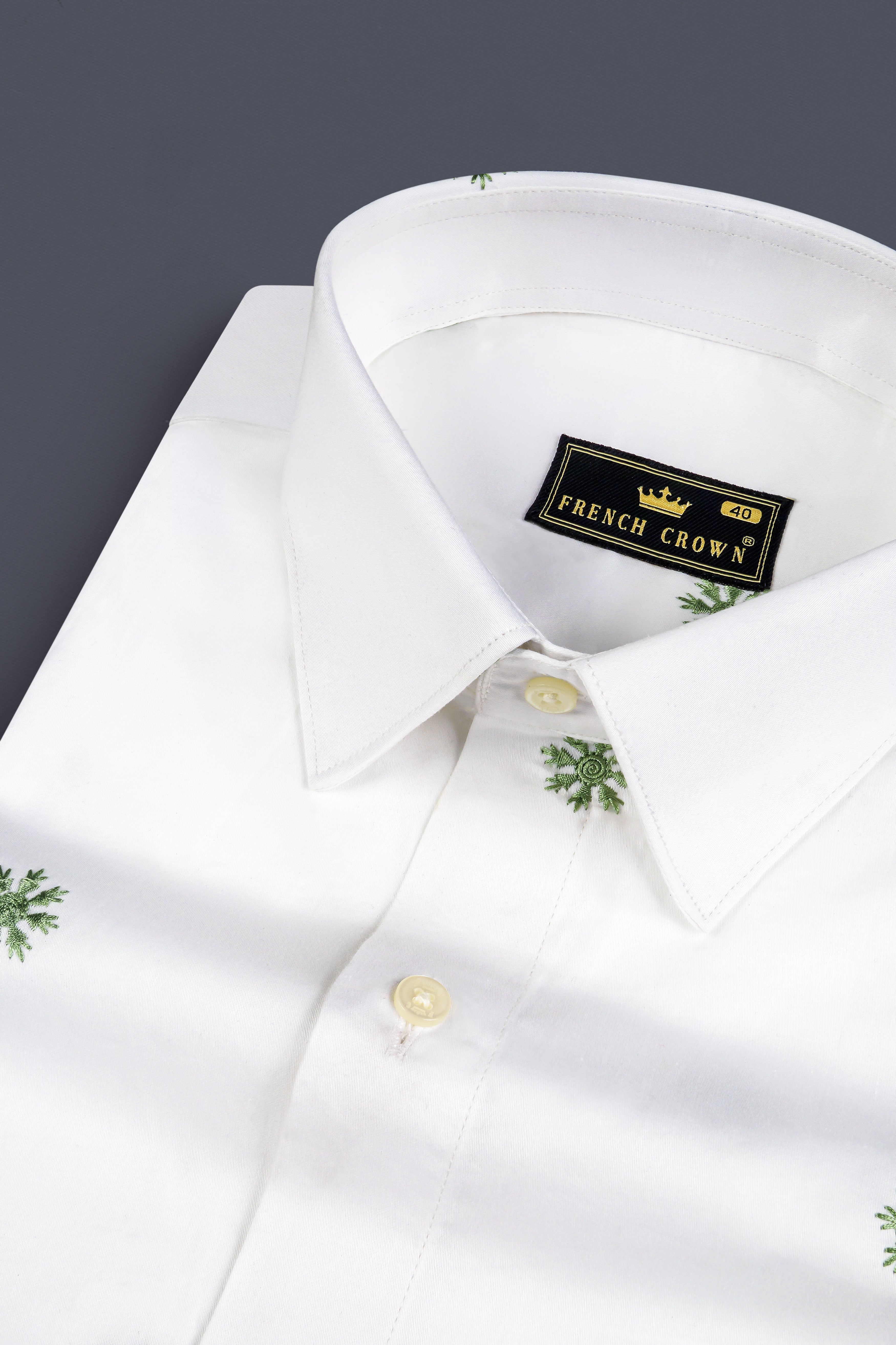 Bright White And Chalet Green Butta Embroidered Premium Cotton Shirt 13025-38, 13025-H-38, 13025-39, 13025-H-39, 13025-40, 13025-H-40, 13025-42, 13025-H-42, 13025-44, 13025-H-44, 13025-46, 13025-H-46, 13025-48, 13025-H-48, 13025-50, 13025-H-50, 13025-52, 13025-H-52