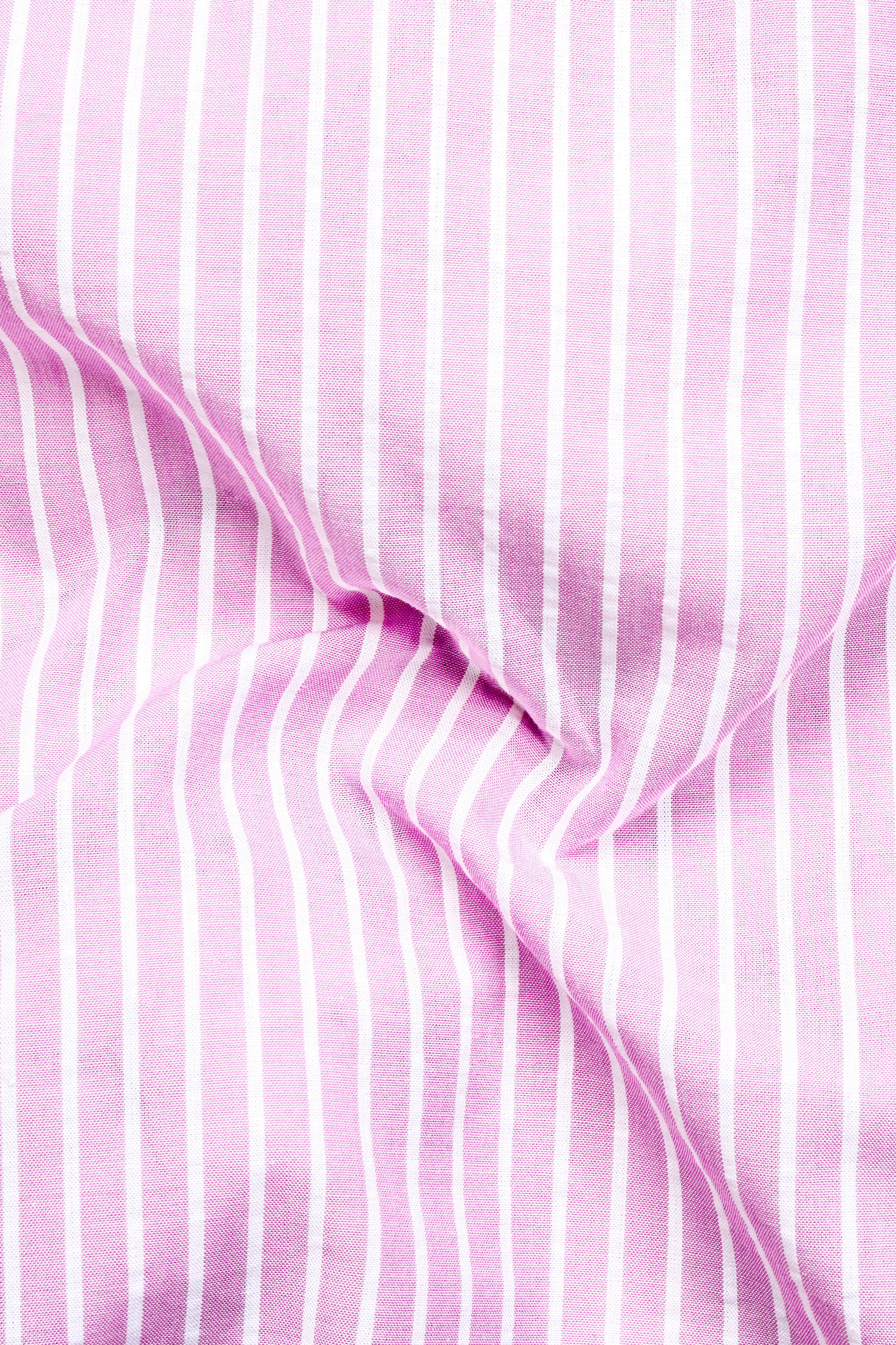 Cherub Pink And Bright White Striped Seersucker Giza Cotton Shirt