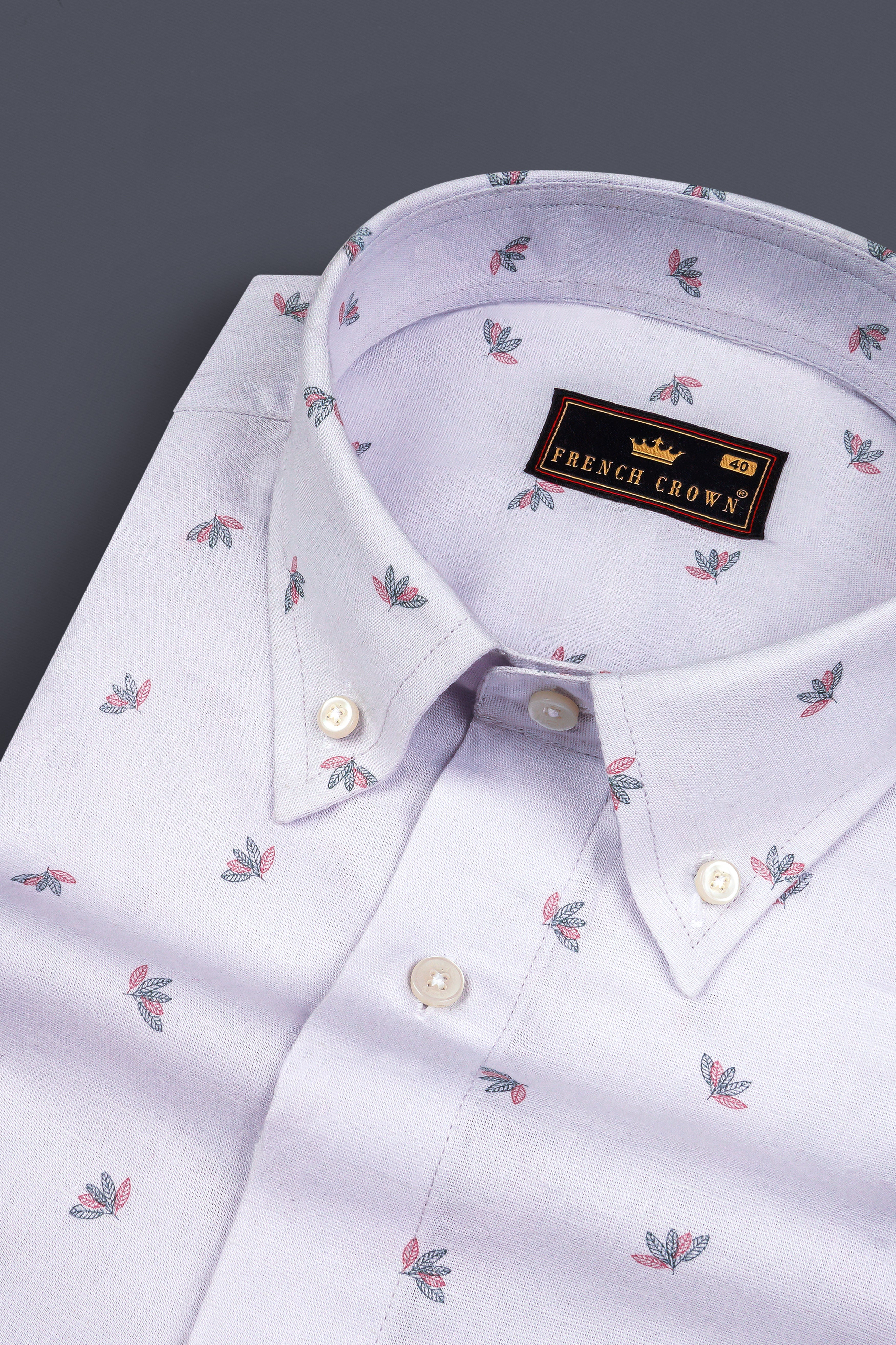 Wisteria Purple Printed Luxuries Linen Shirt