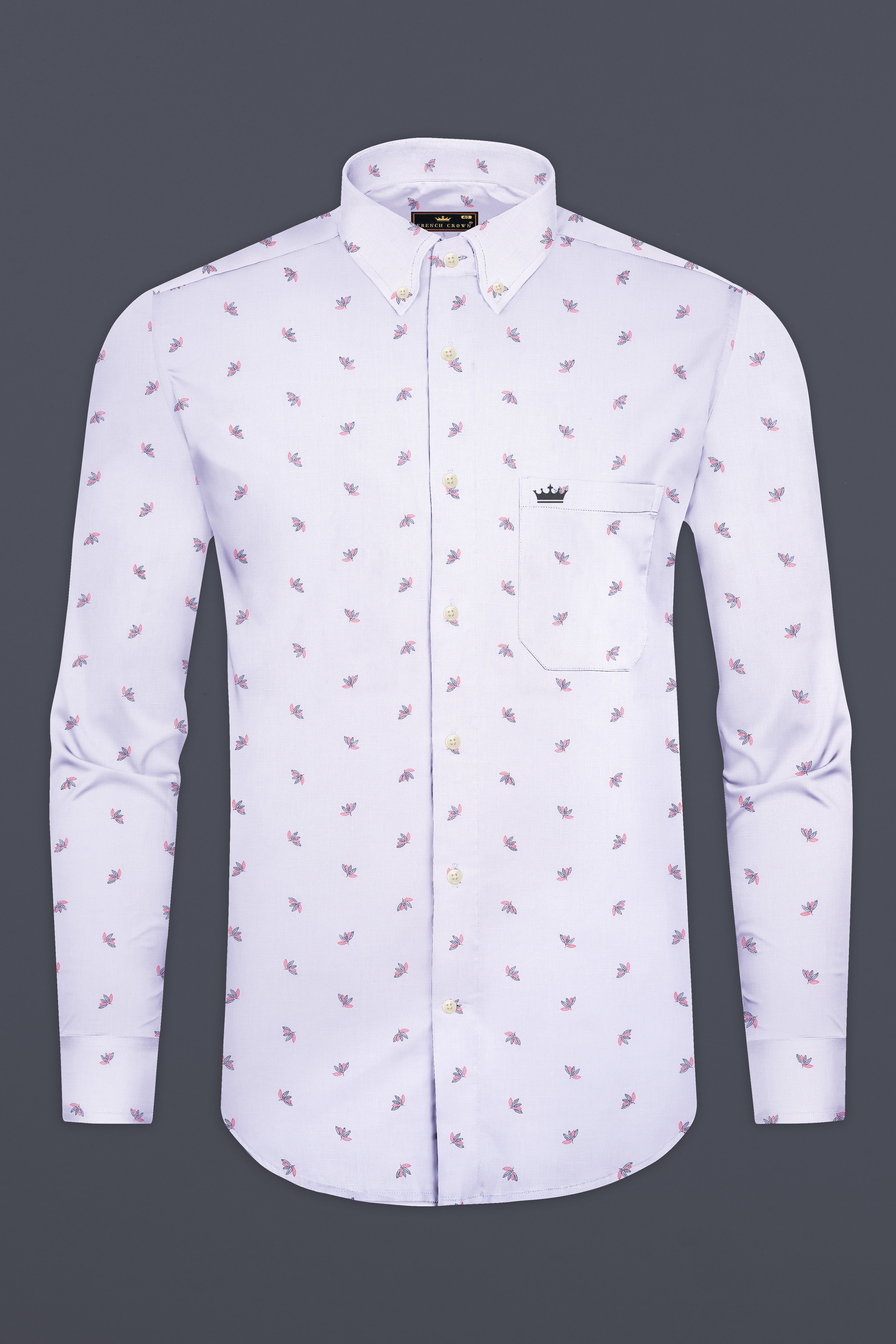 Wisteria Purple Printed Luxuries Linen Shirt