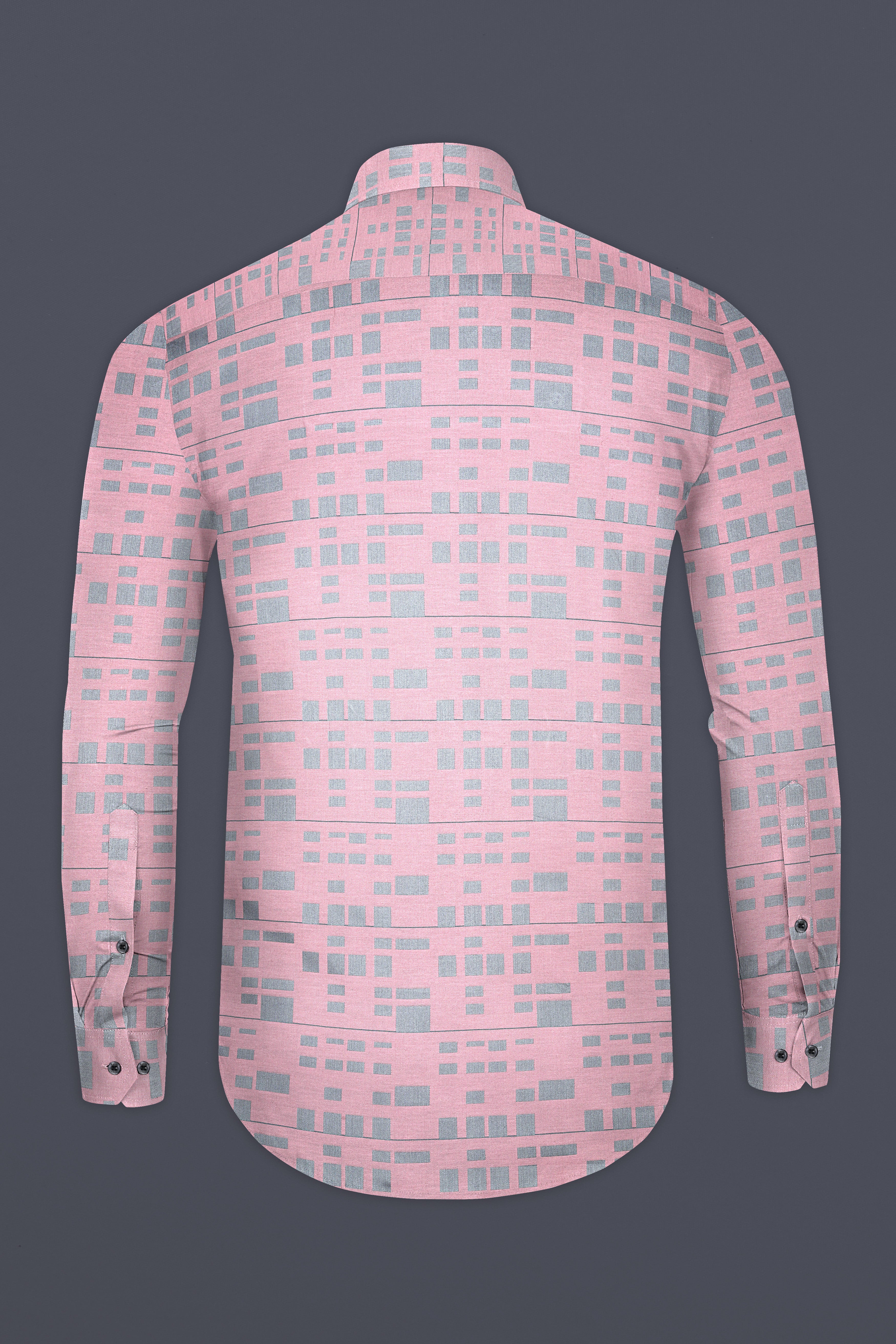 Careys Pink And Santa Gray Jacquard Textured Premium Cotton Shirt