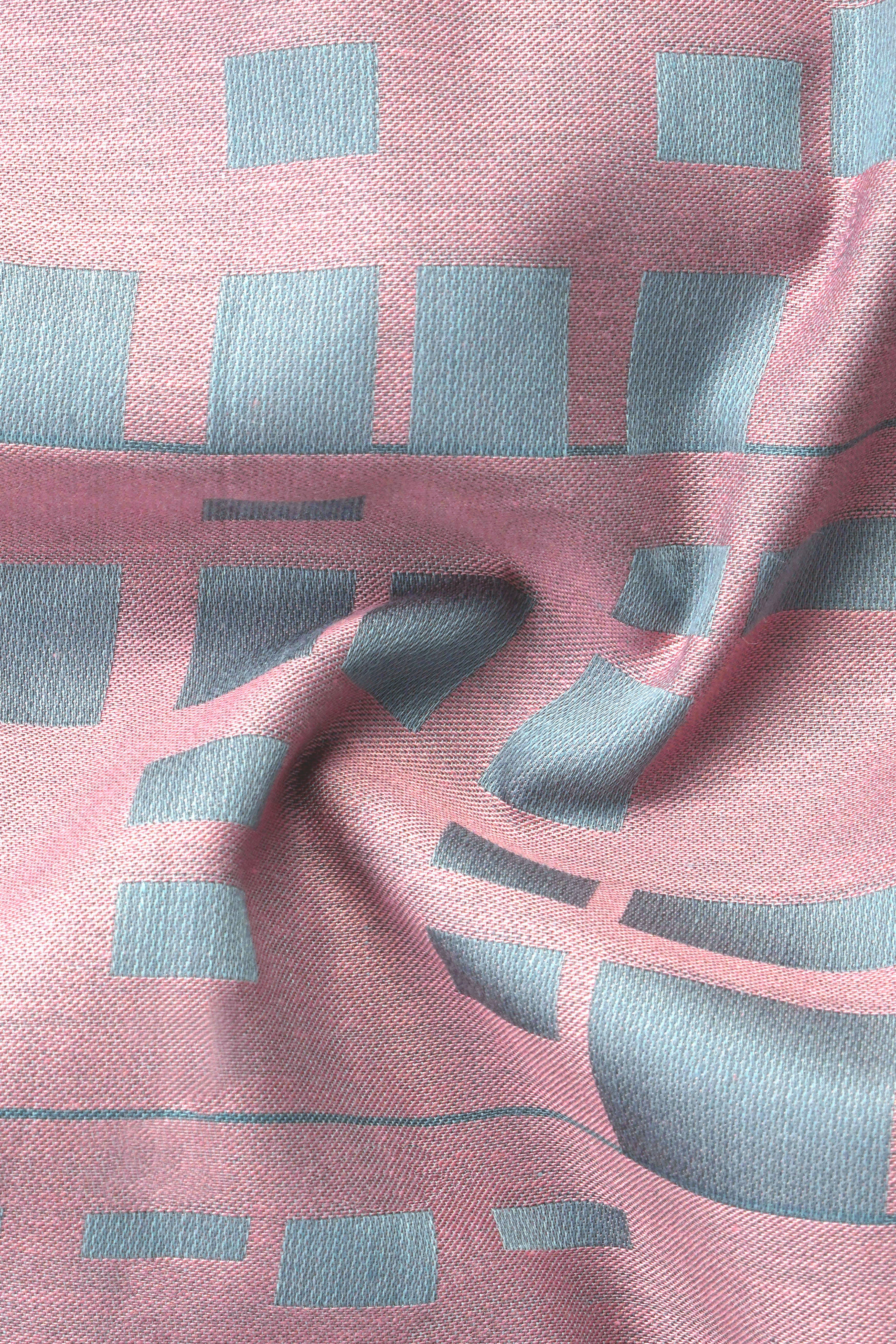 Careys Pink And Santa Gray Jacquard Textured Premium Cotton Shirt