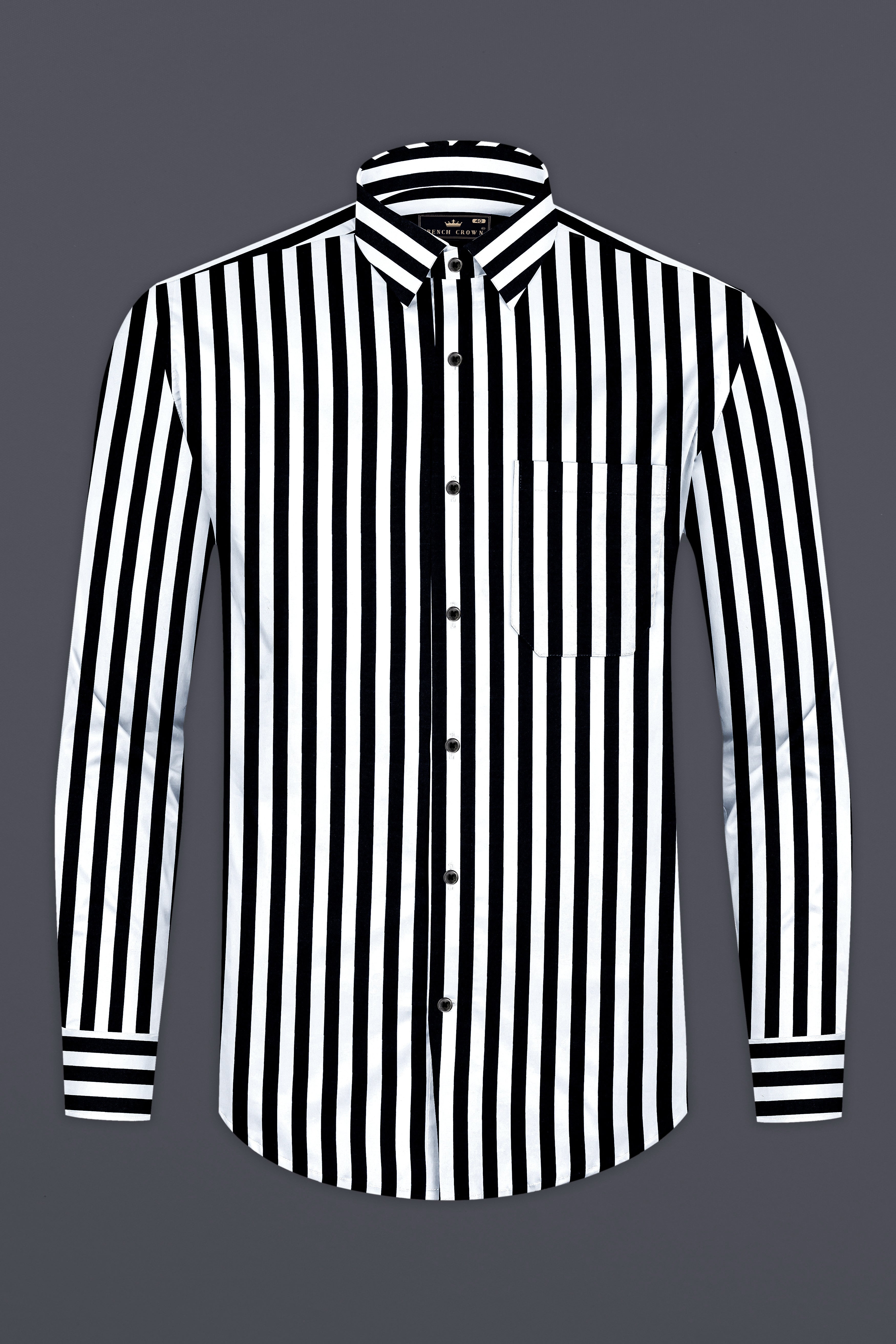 Korean Black And Bright White Stripes Printed Subtle Sheen Super Soft Premium Cotton Shirt 13044-BLK-38, 13044-BLK-H-38, 13044-BLK-39, 13044-BLK-H-39, 13044-BLK-40, 13044-BLK-H-40, 13044-BLK-42, 13044-BLK-H-42, 13044-BLK-44, 13044-BLK-H-44, 13044-BLK-46, 13044-BLK-H-46, 13044-BLK-48, 13044-BLK-H-48, 13044-BLK-50, 13044-BLK-H-50, 13044-BLK-52, 13044-BLK-H-52