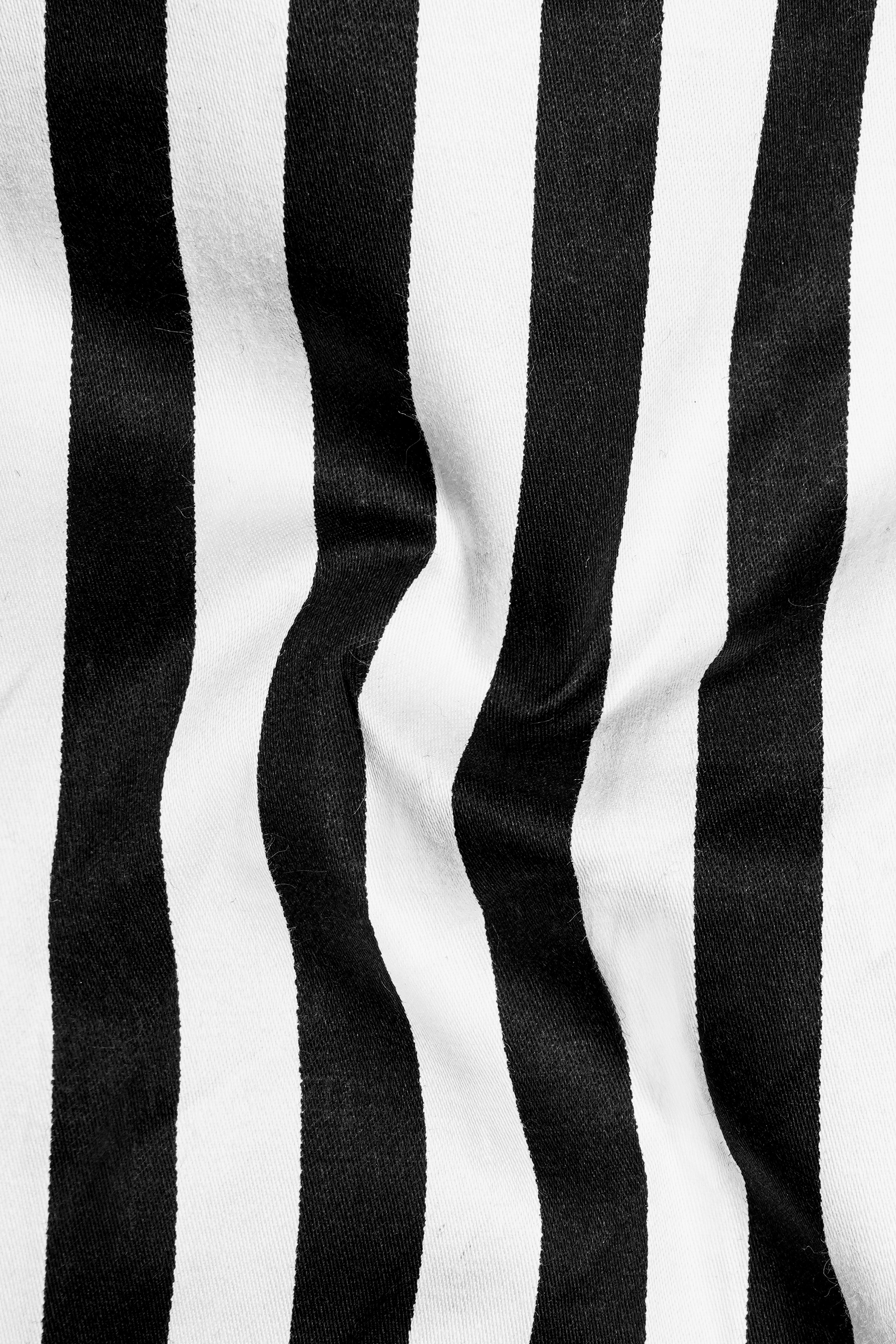 Korean Black And Bright White Stripes Subtle Sheen Super Soft Premium Cotton Shirt