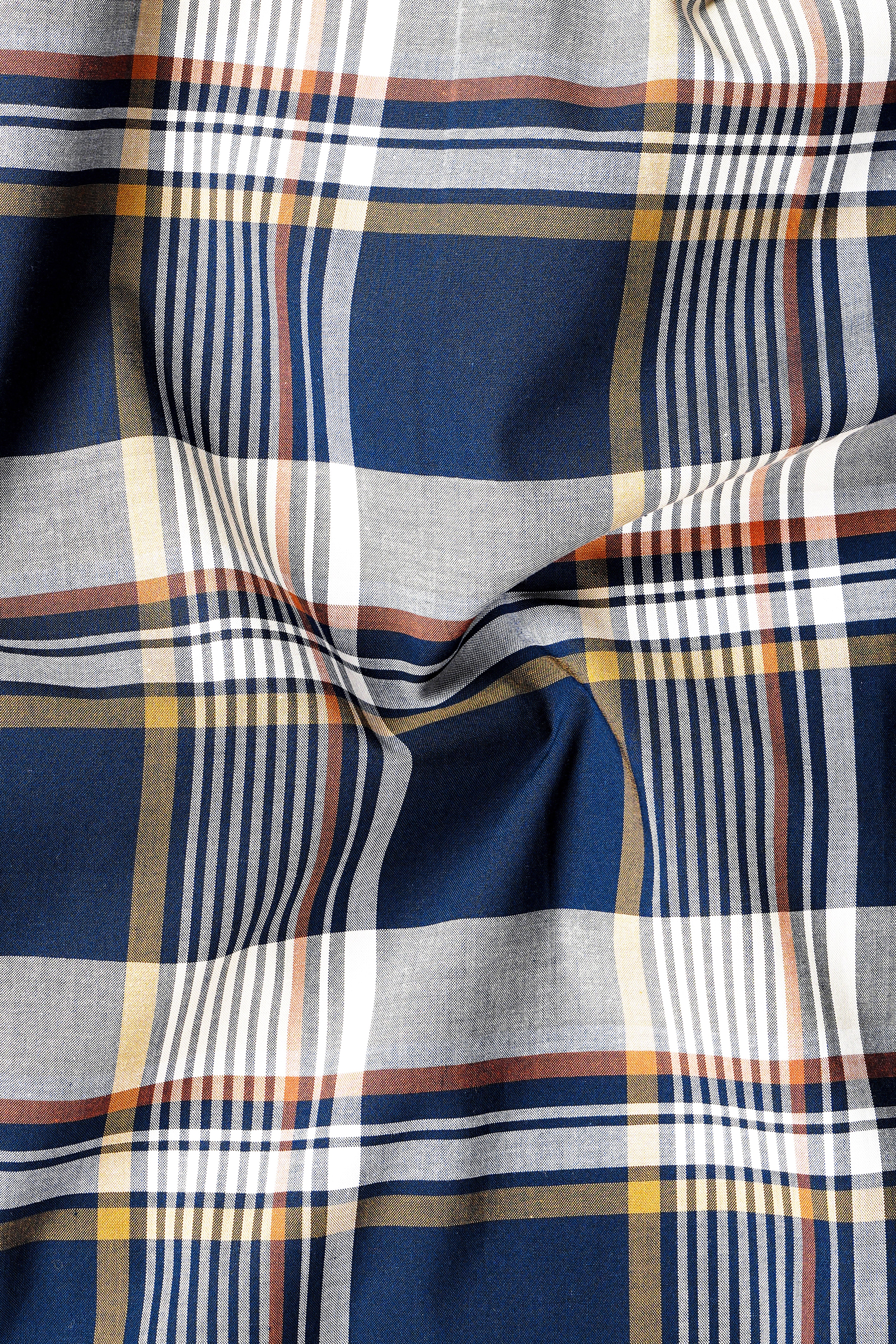 Nile Blue And Iron Gray Plaid Giza Cotton Shirt