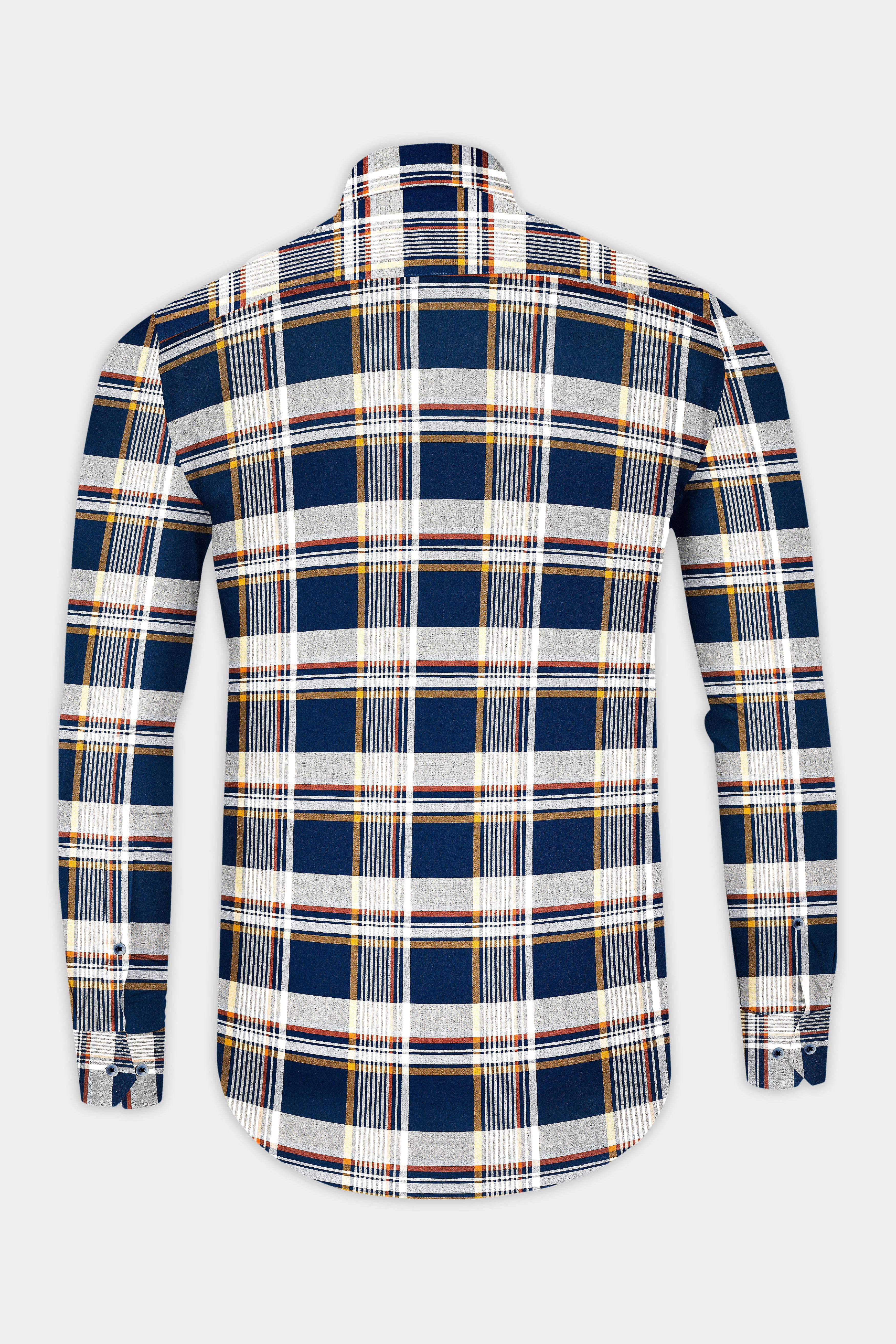 Nile Blue And Iron Gray Plaid Giza Cotton Shirt