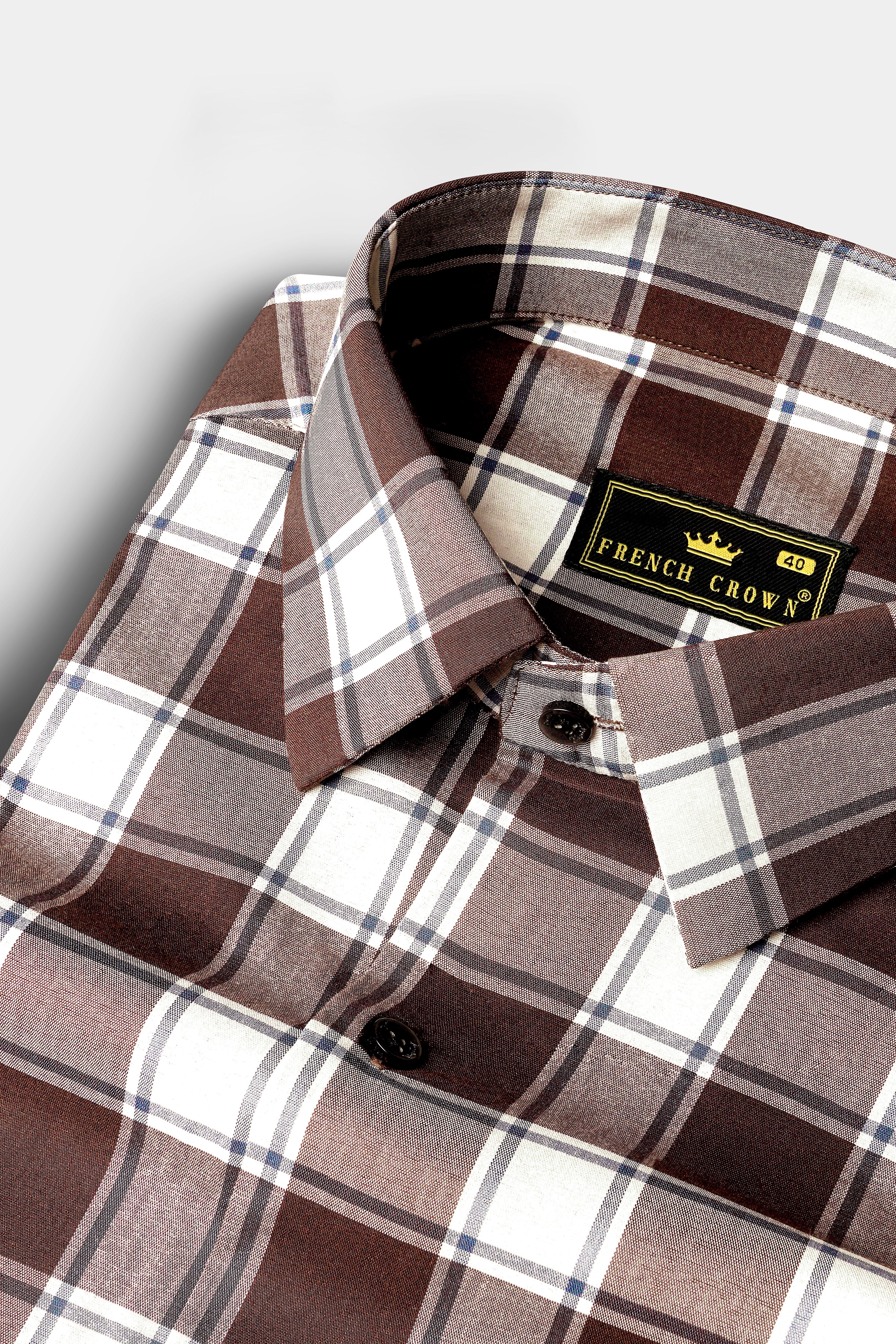 Café Noir And Bright White Plaid Giza Cotton Shirt 13048-BLK-38, 13048-BLK-H-38, 13048-BLK-39, 13048-BLK-H-39, 13048-BLK-40, 13048-BLK-H-40, 13048-BLK-42, 13048-BLK-H-42, 13048-BLK-44, 13048-BLK-H-44, 13048-BLK-46, 13048-BLK-H-46, 13048-BLK-48, 13048-BLK-H-48, 13048-BLK-50, 13048-BLK-H-50, 13048-BLK-52, 13048-BLK-H-52