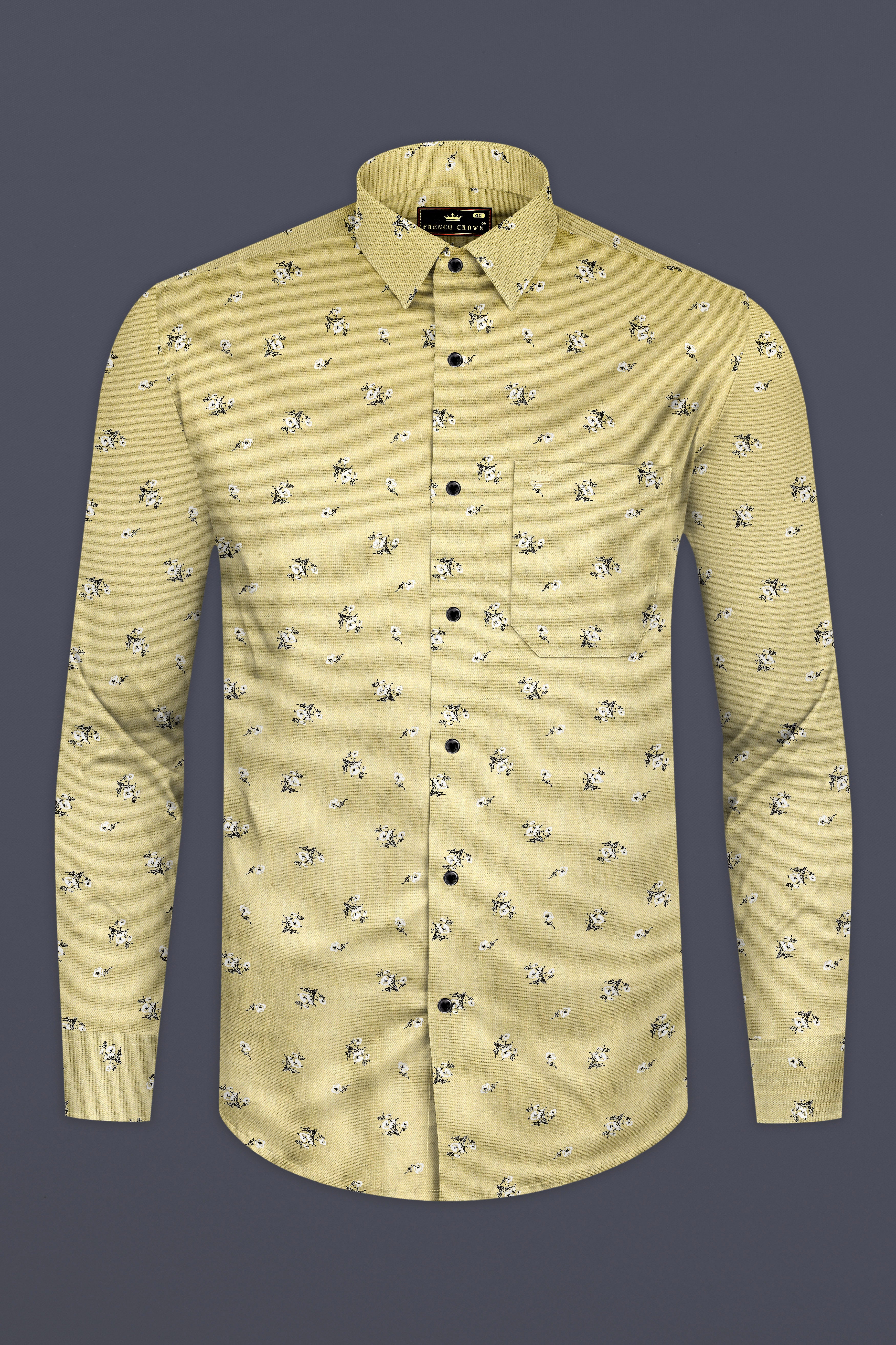 Maize Yellow Flower Printed Dobby Textured Premium Giza Cotton Shirt 13052-BLK-38, 13052-BLK-H-38, 13052-BLK-39, 13052-BLK-H-39, 13052-BLK-40, 13052-BLK-H-40, 13052-BLK-42, 13052-BLK-H-42, 13052-BLK-44, 13052-BLK-H-44, 13052-BLK-46, 13052-BLK-H-46, 13052-BLK-48, 13052-BLK-H-48, 13052-BLK-50, 13052-BLK-H-50, 13052-BLK-52, 13052-BLK-H-52