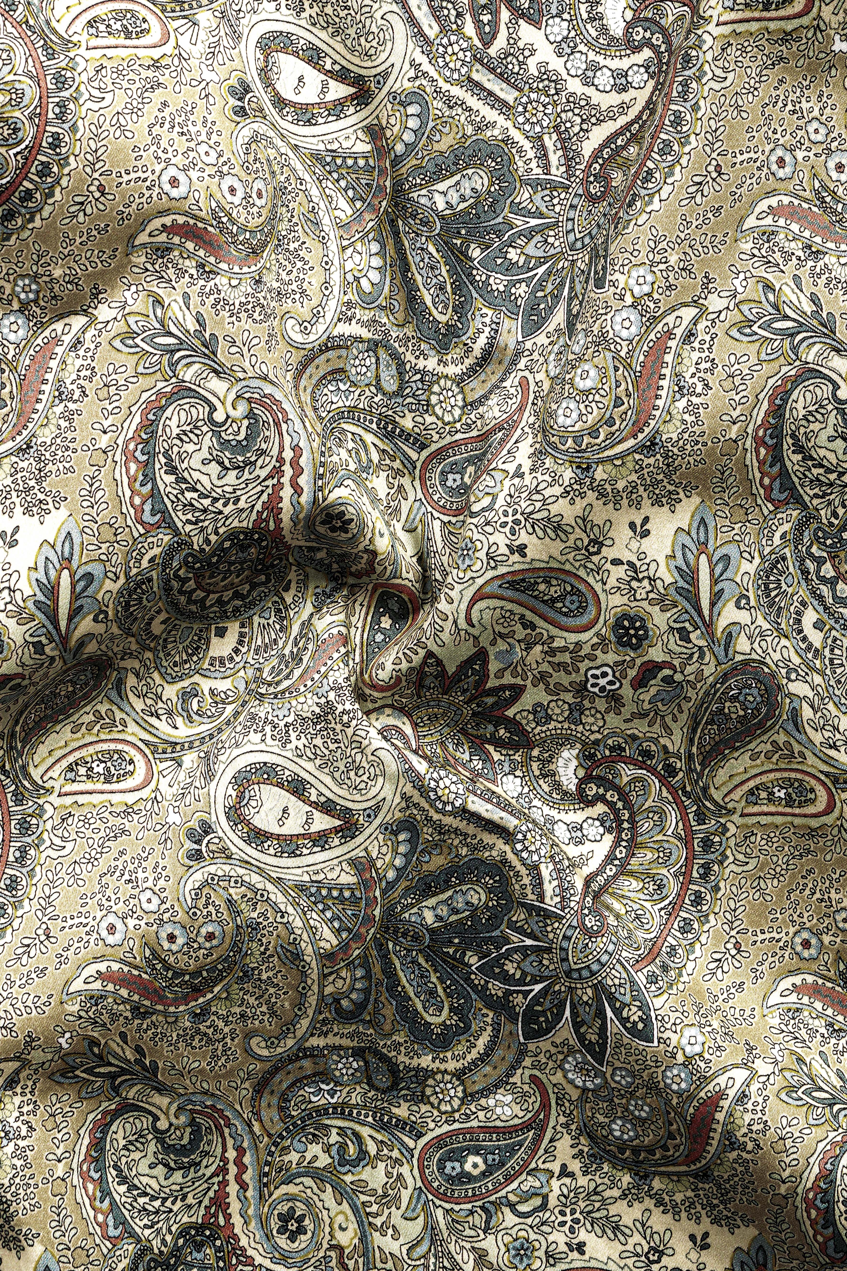 Mania Yellow And Raven Blue Multicolour Paisley Printed Subtle Sheen Super Soft Premium Cotton Shirt