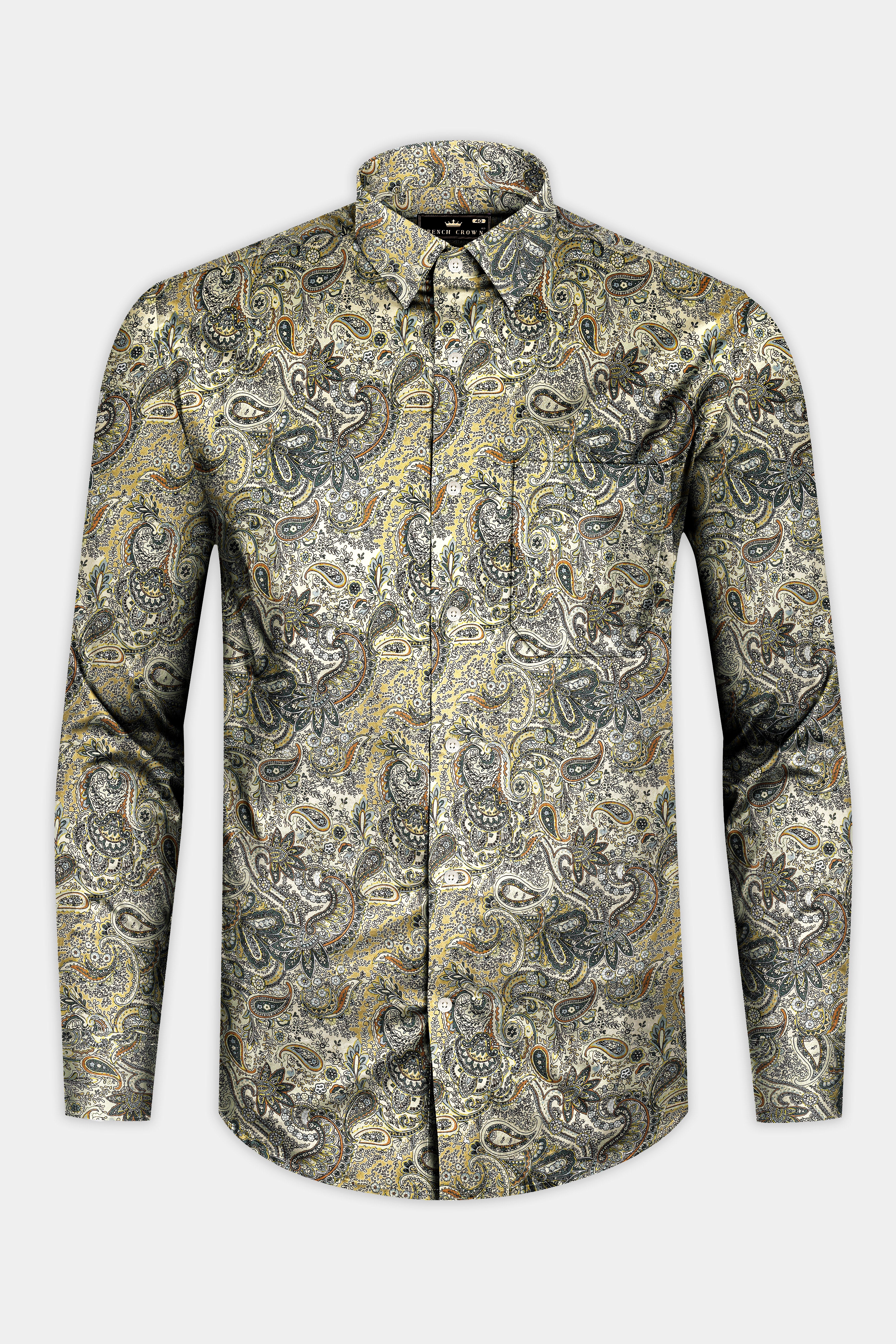 Mania Yellow And Raven Blue Multicolour Paisley Printed Subtle Sheen Super Soft Premium Cotton Shirt 13056-38, 13056-H-38, 13056-39, 13056-H-39, 13056-40, 13056-H-40, 13056-42, 13056-H-42, 13056-44, 13056-H-44, 13056-46, 13056-H-46, 13056-48, 13056-H-48, 13056-50, 13056-H-50, 13056-52, 13056-H-52