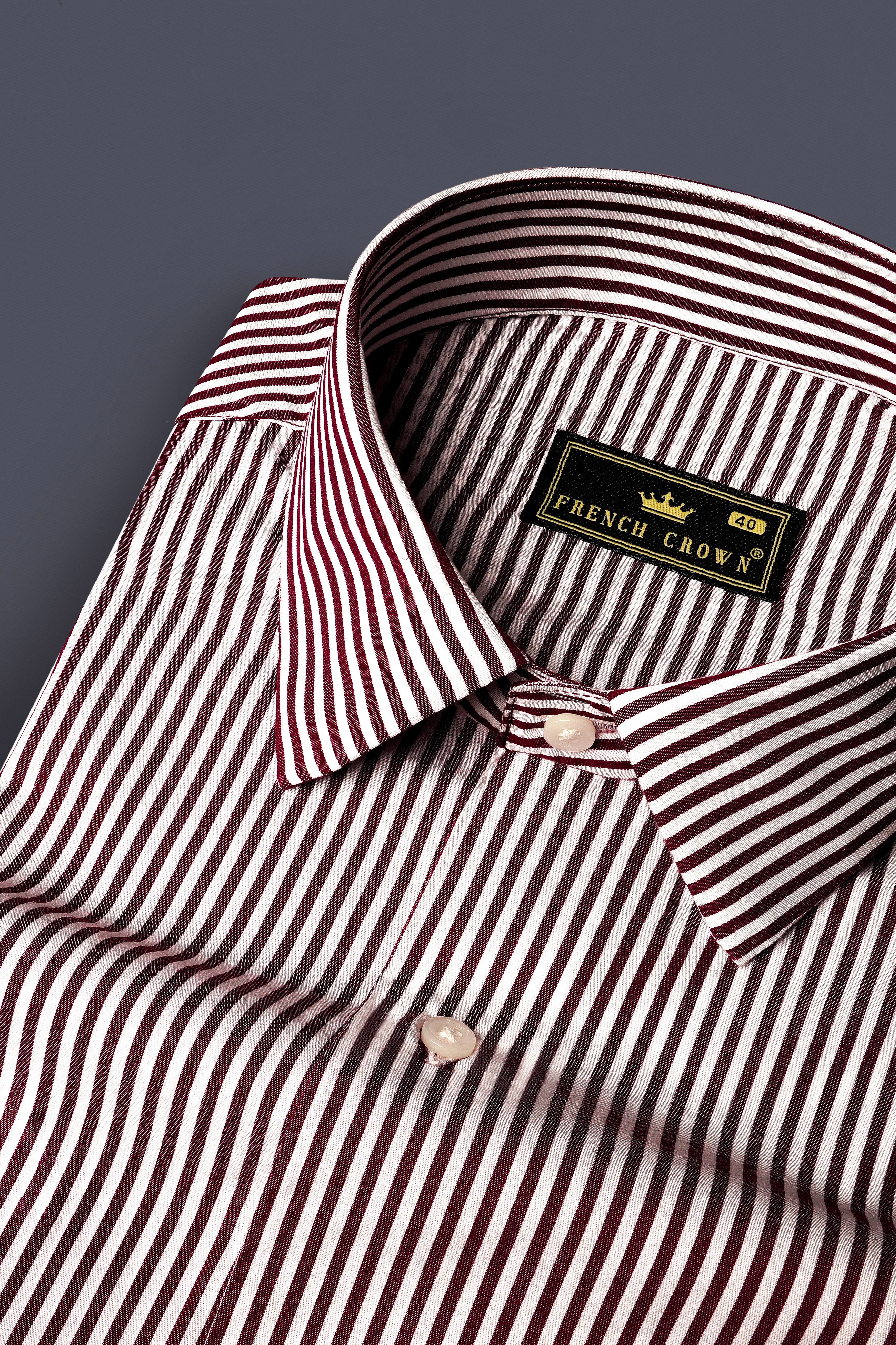 Tamarind Maroon And Bright White Stripes Super Soft Premium Giza Cotton Shirt 13057-38, 13057-H-38, 13057-39, 13057-H-39, 13057-40, 13057-H-40, 13057-42, 13057-H-42, 13057-44, 13057-H-44, 13057-46, 13057-H-46, 13057-48, 13057-H-48, 13057-50, 13057-H-50, 13057-52, 13057-H-52