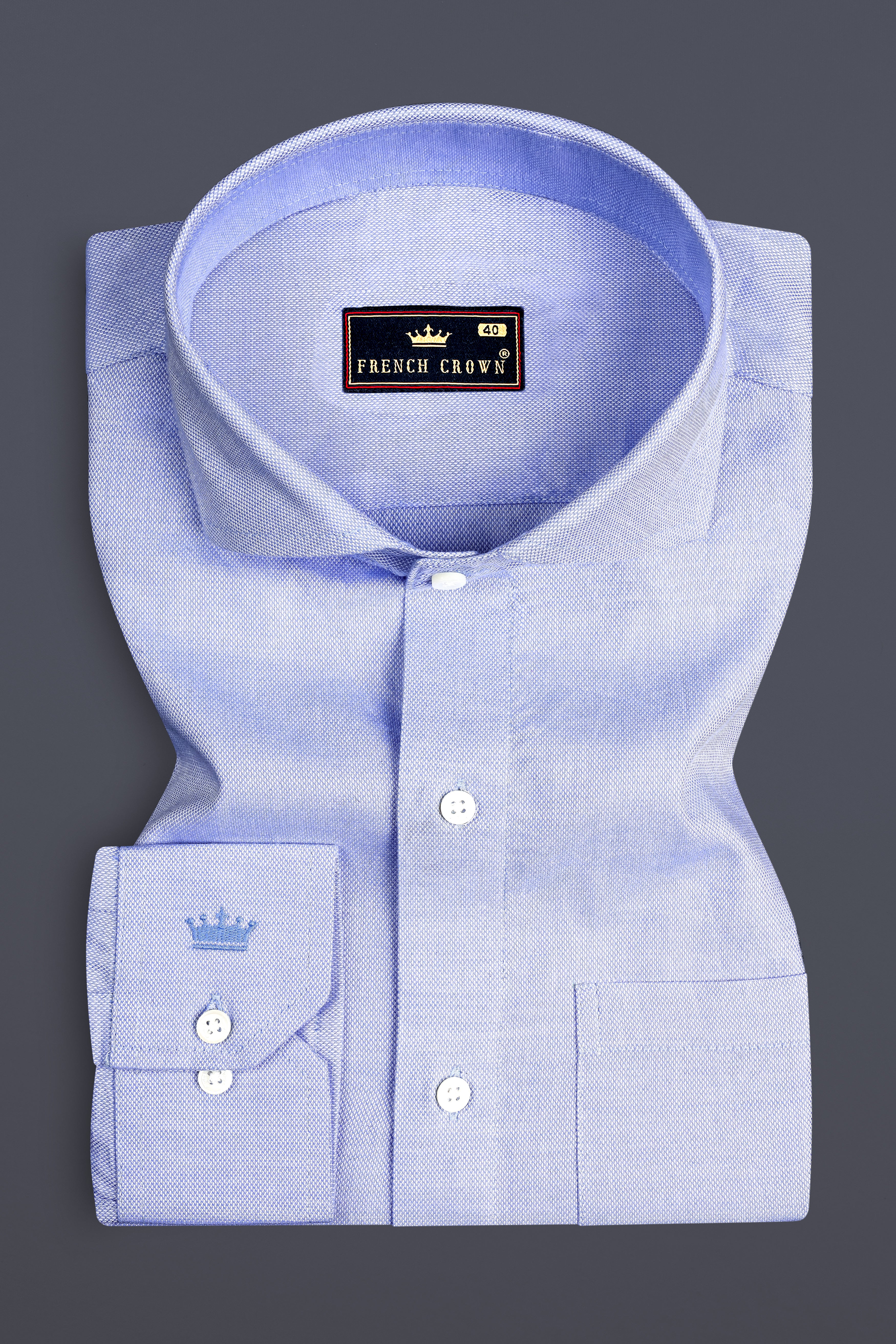 Lilac Blue Dobby Textured Premium Giza Cotton Shirt