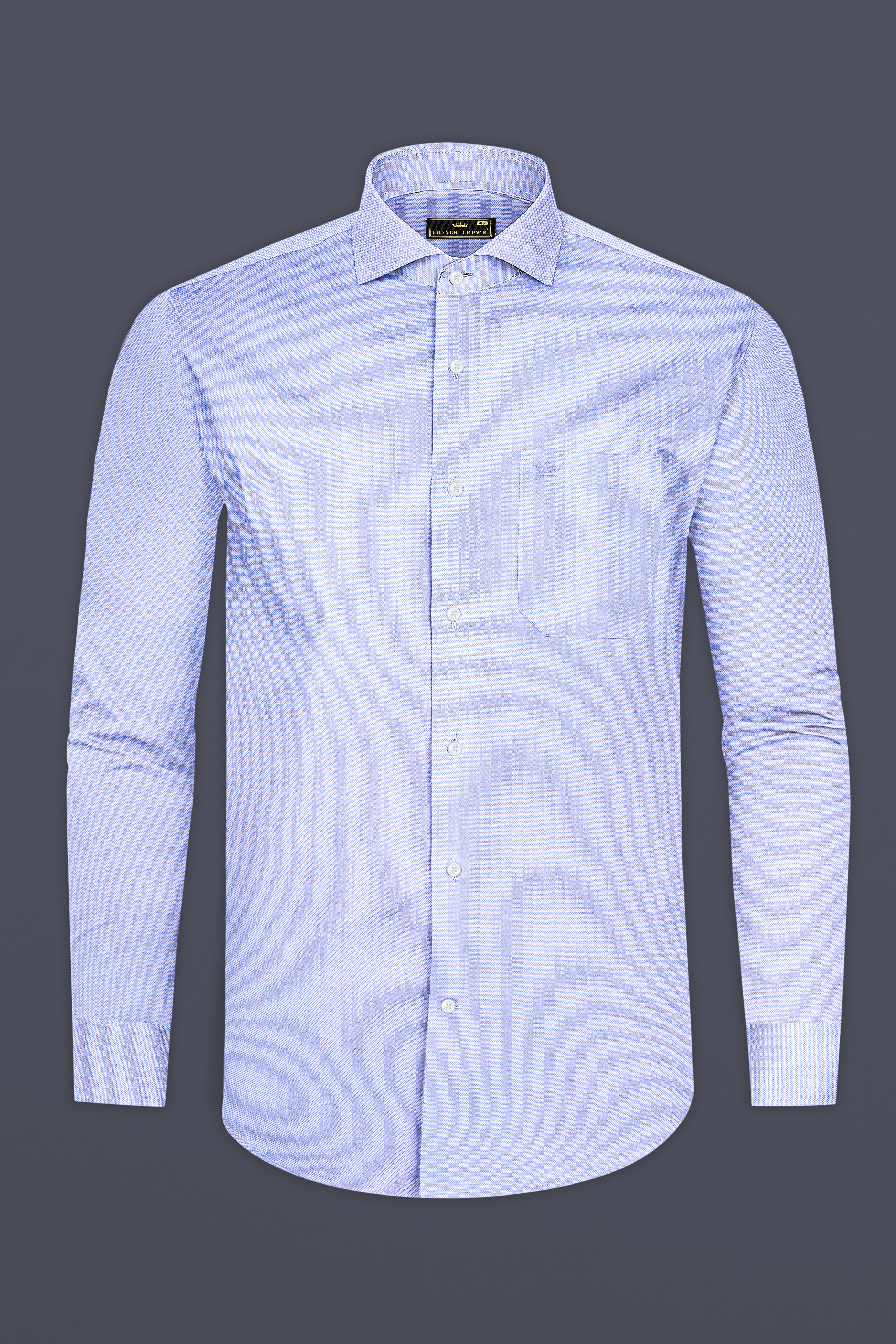 Lilac Blue Formal Textured Premium Cotton Shirt For Men