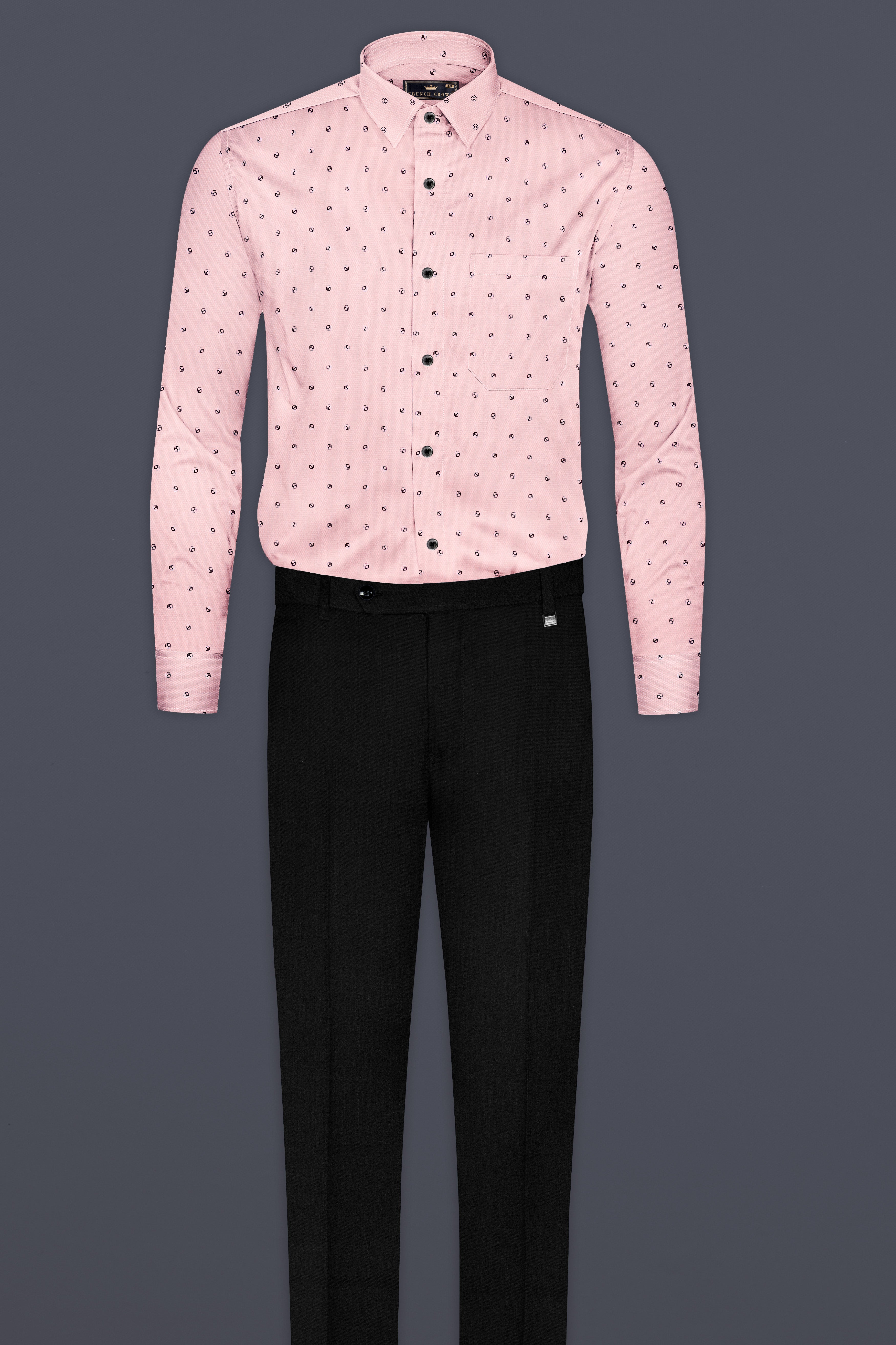 Azalea Pink Formal Textured Premium Cotton Shirt For Men