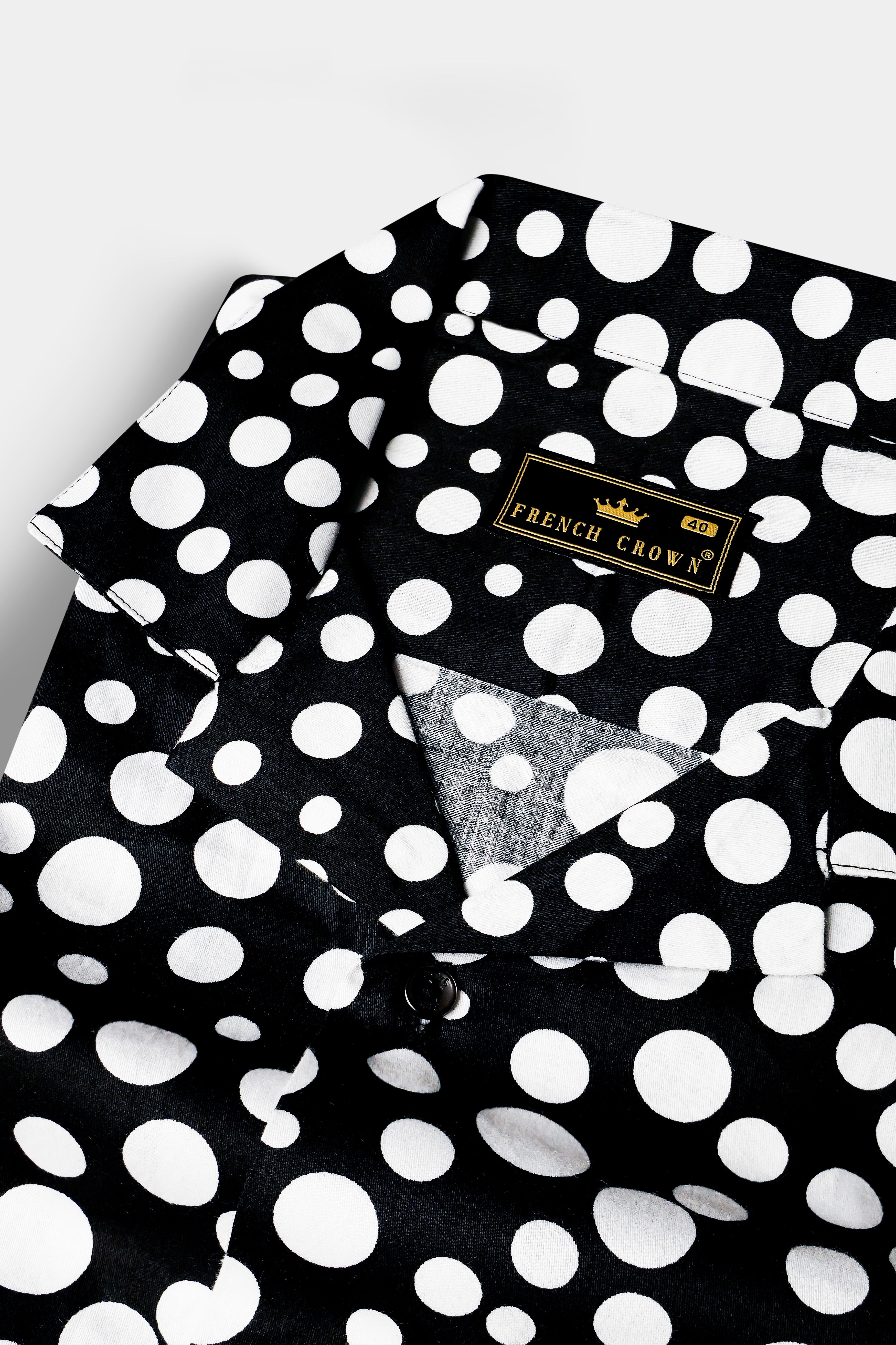 Jade Black And Bright White Polka Dotted Subtle Sheen Super Soft Premium Cotton Shirt